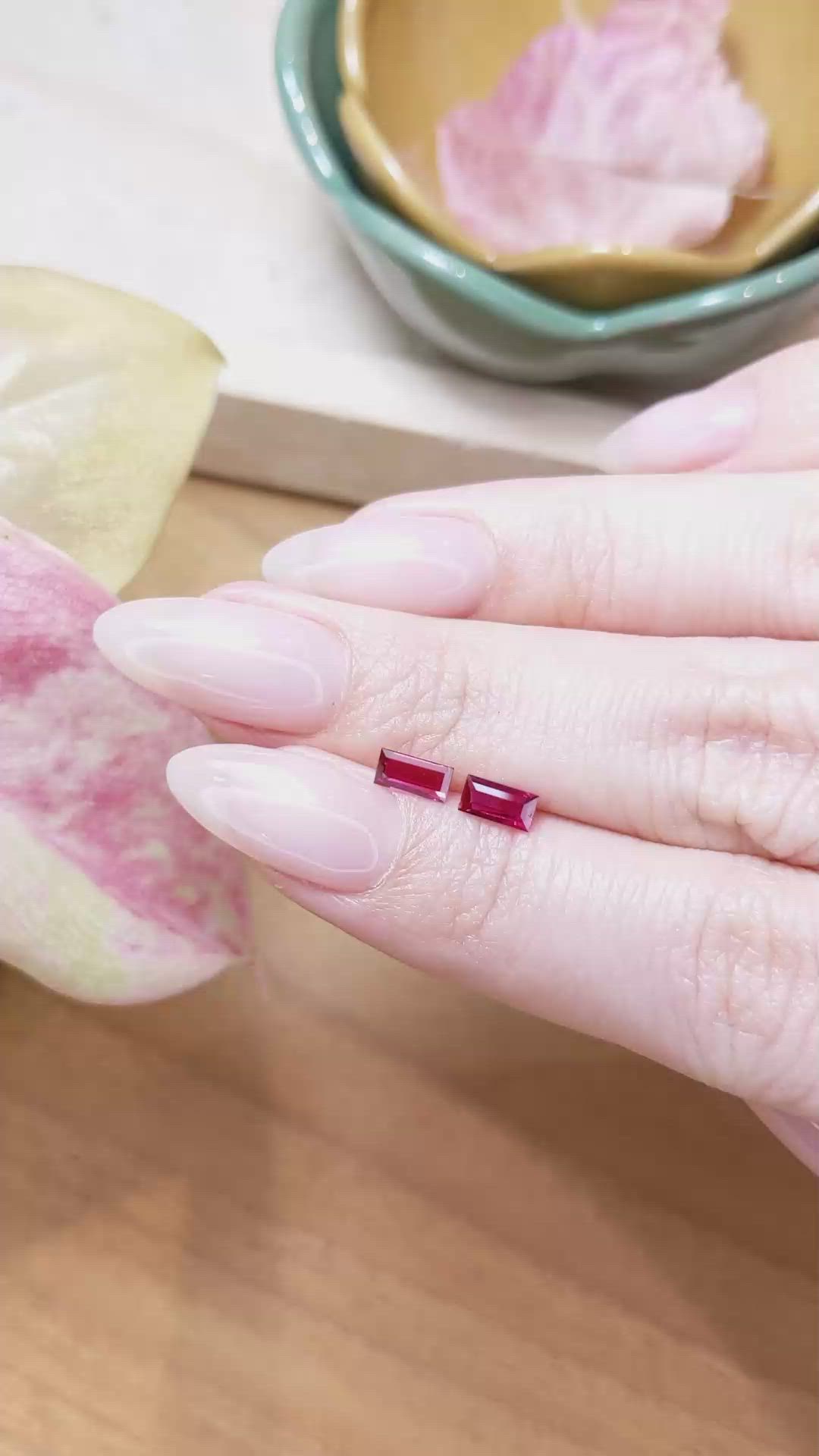 0.88 Ct.Tw.Total Carat Weight Ruby Pair from Mozambique Size Video