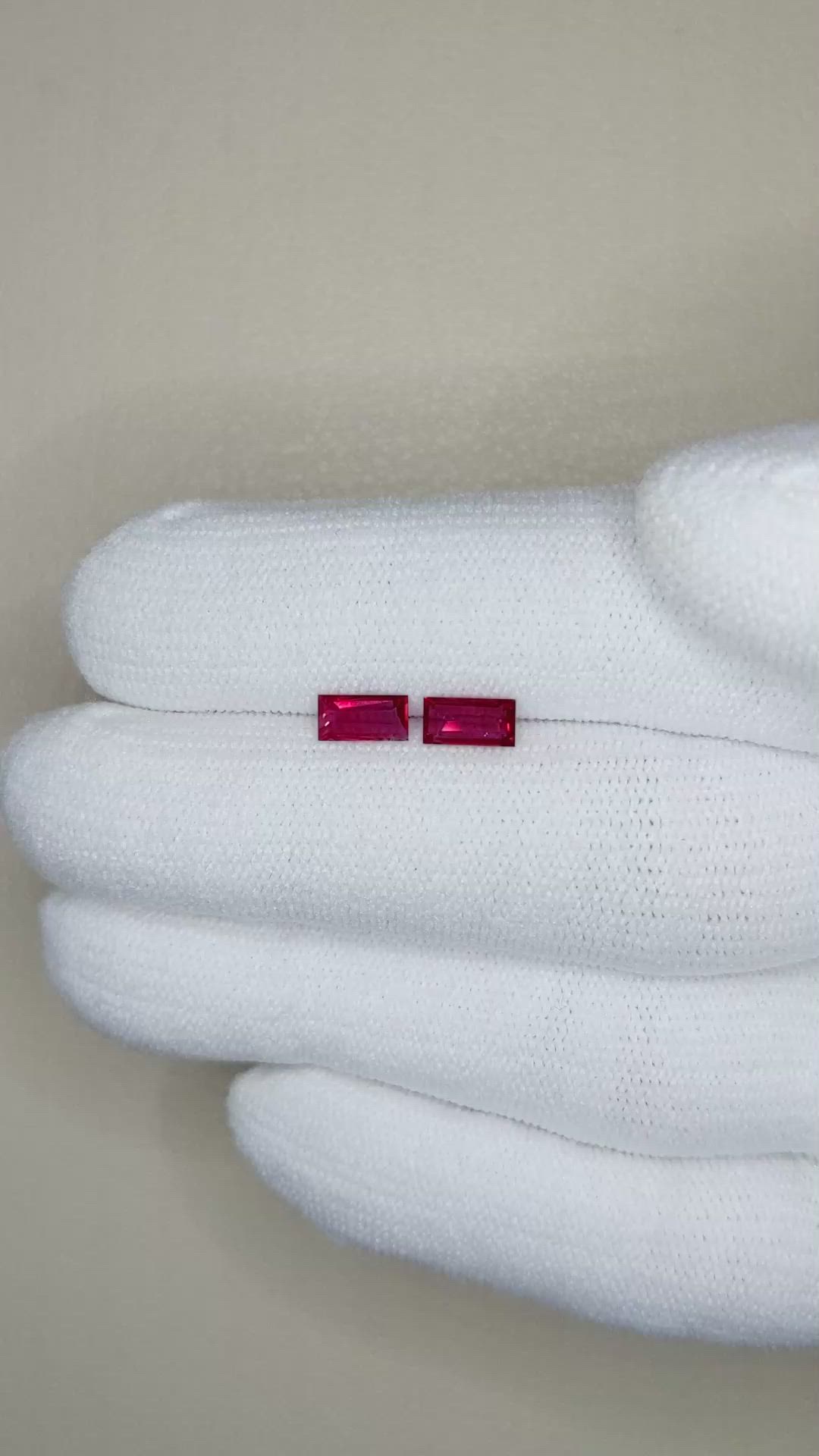 0.88 Ct.Tw.Total Carat Weight Ruby Pair from Mozambique Size Video