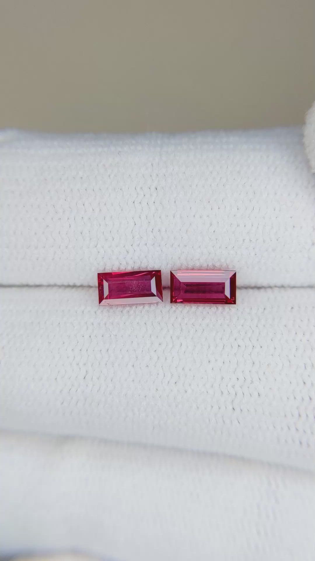 0.88 Ct.Tw.Total Carat Weight Ruby Pair from Mozambique Size Video