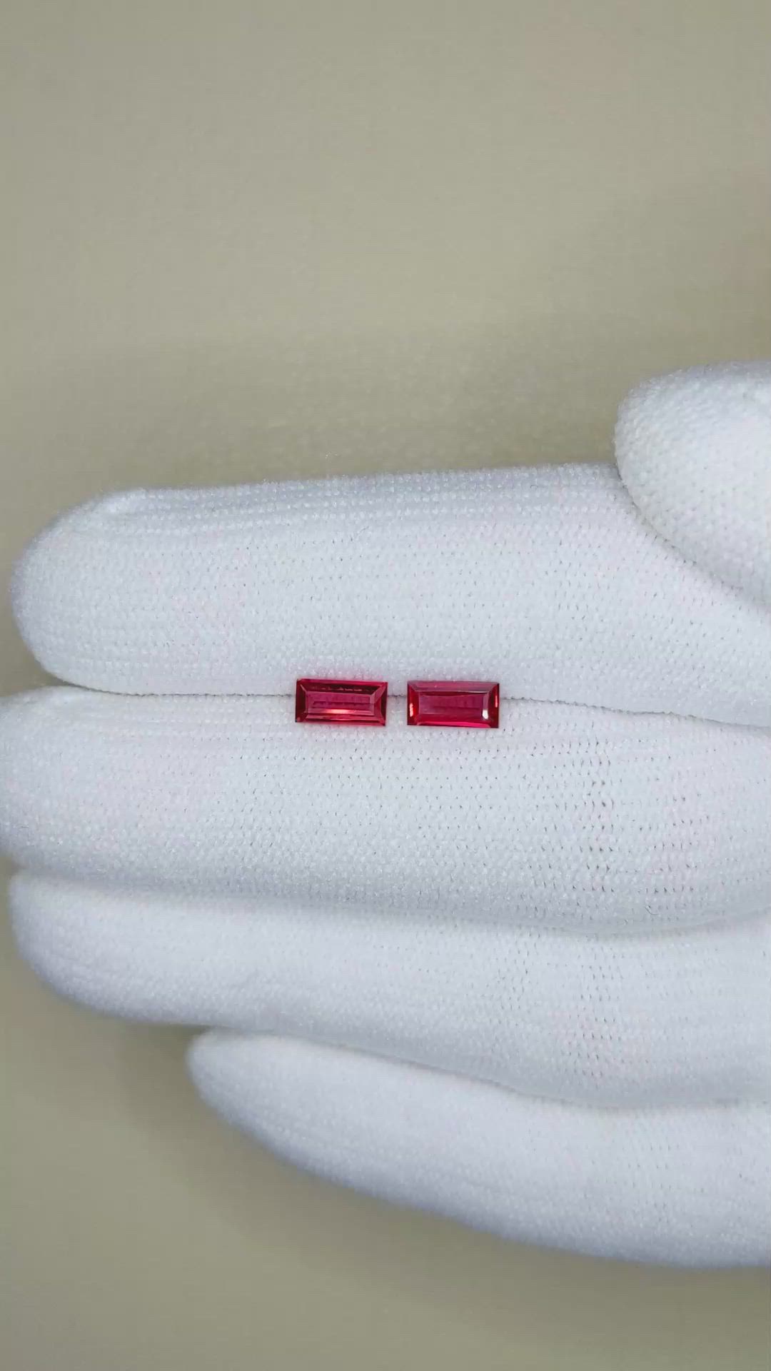 0.81 Ct.Tw.Total Carat Weight Ruby Pair from Mozambique Size Video