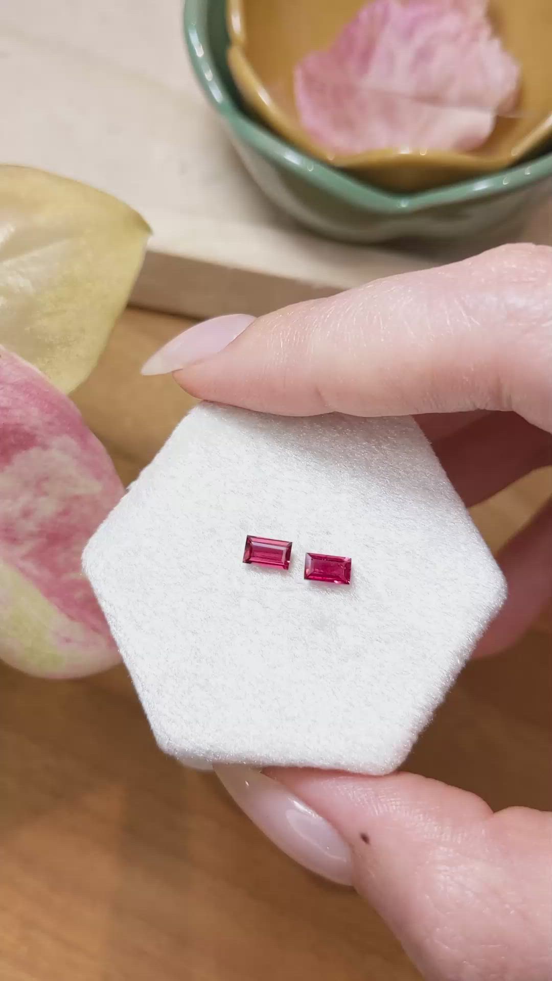 0.73 Ct.Tw.Total Carat Weight Ruby Pair from Mozambique Size Video