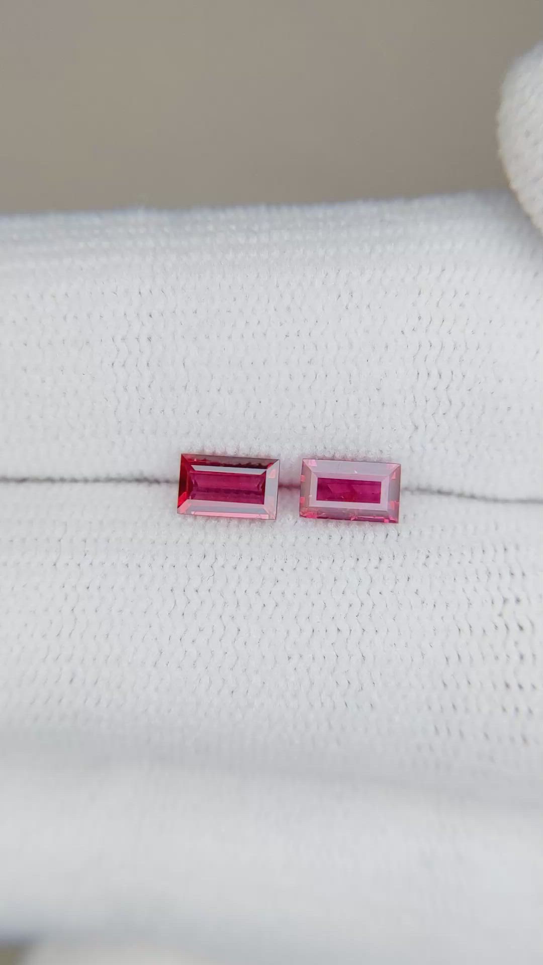 0.73 Ct.Tw.Total Carat Weight Ruby Pair from Mozambique Size Video