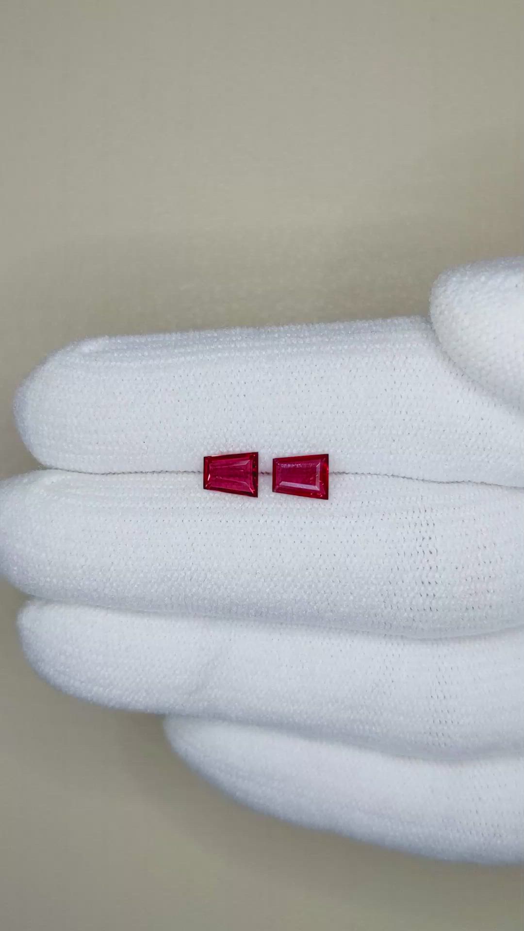 1.07 Ct.Tw.Total Carat Weight Ruby Pair from Mozambique Size Video