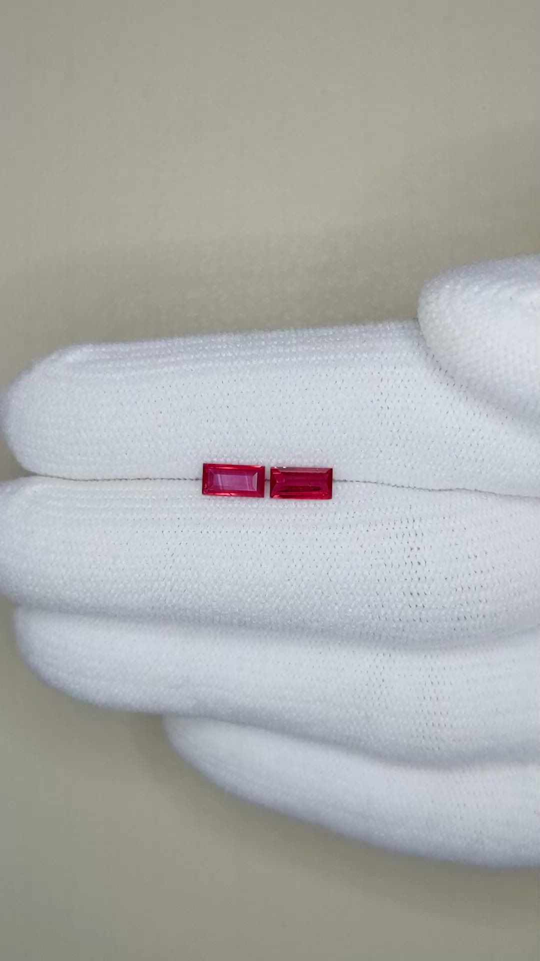0.78 Ct.Tw.Total Carat Weight Ruby Pair from Mozambique Size Video