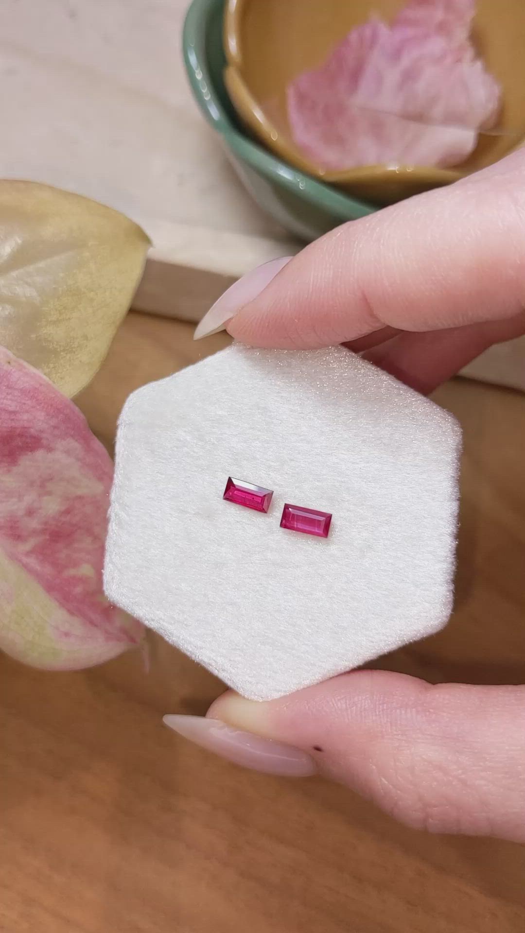 0.78 Ct.Tw.Total Carat Weight Ruby Pair from Mozambique Size Video