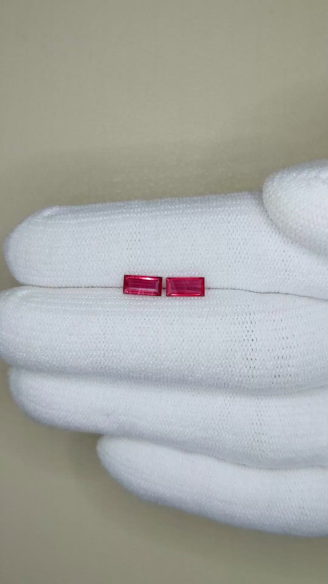 0.85 Ct.Tw.Total Carat Weight Ruby Pair from Mozambique Size Video