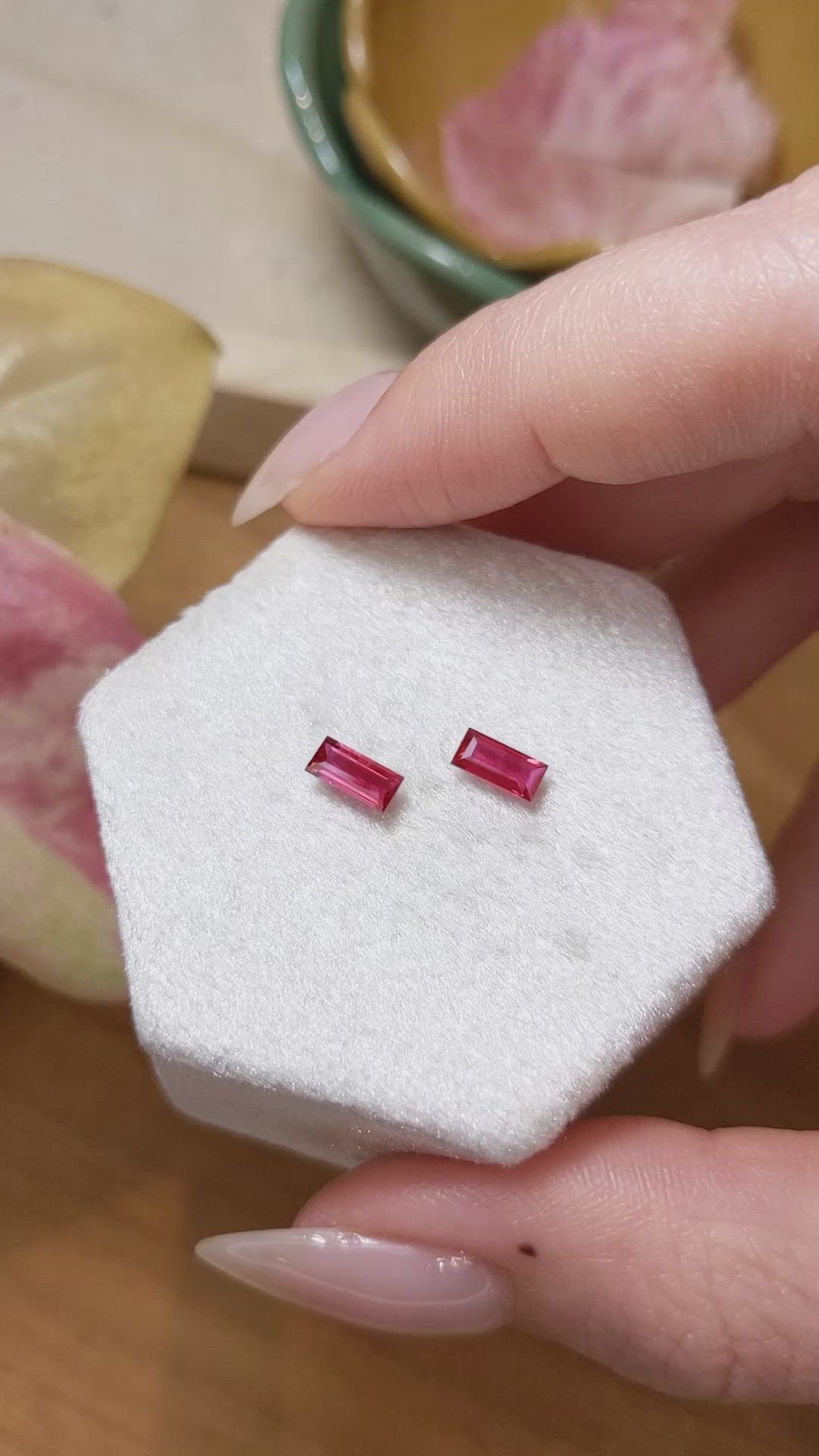 0.85 Ct.Tw.Total Carat Weight Ruby Pair from Mozambique Size Video