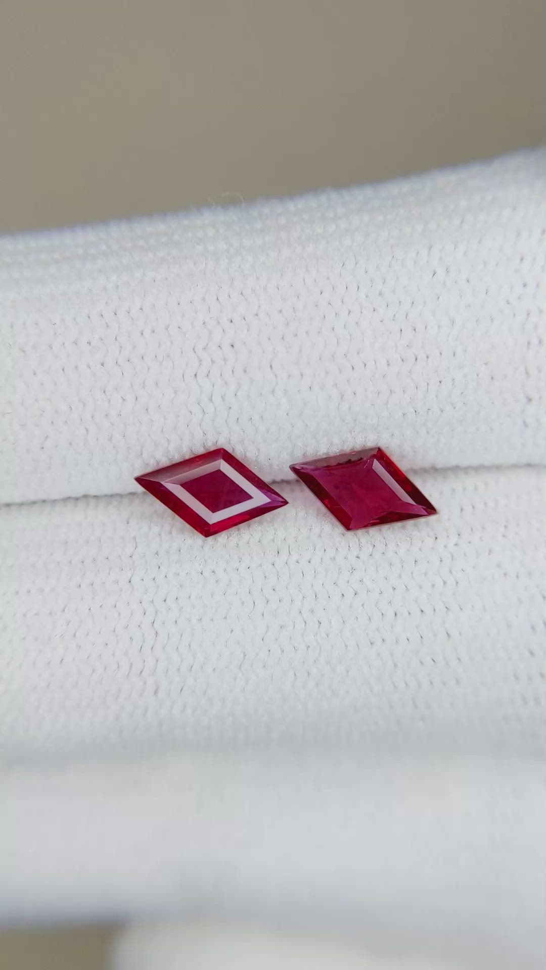 0.90 Ct.Tw.Total Carat Weight Ruby Pair from Mozambique Size Video