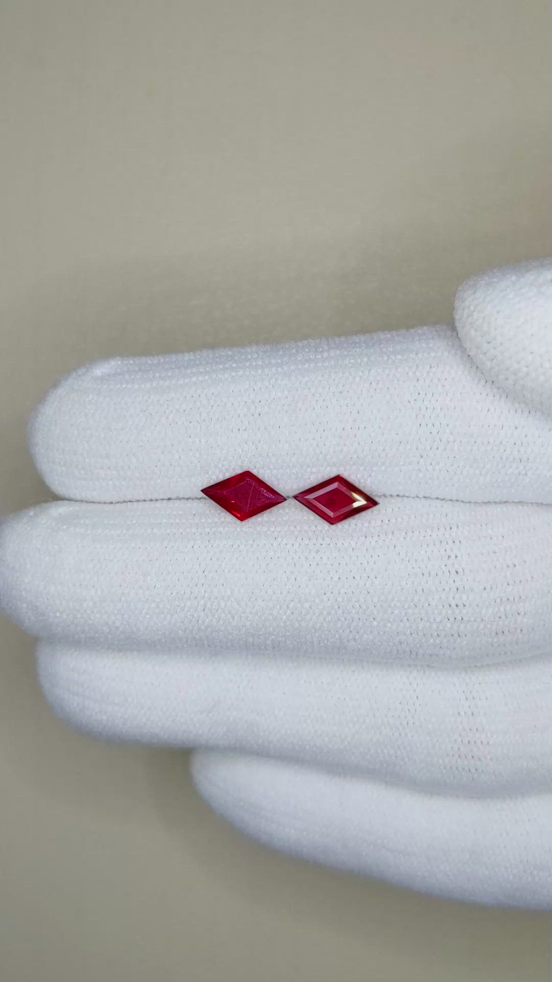 0.90 Ct.Tw.Total Carat Weight Ruby Pair from Mozambique Size Video