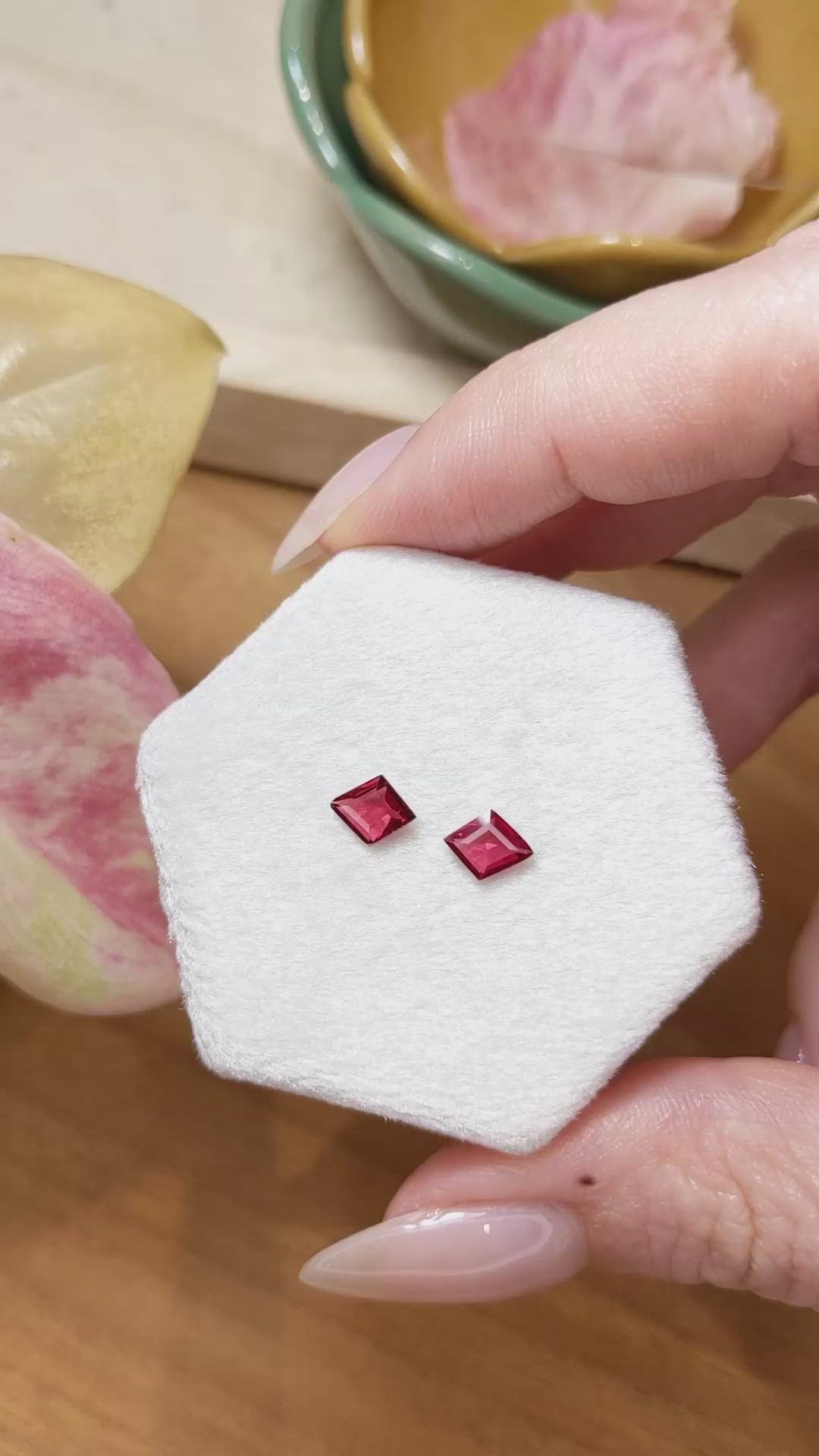 0.95 Ct.Tw.Total Carat Weight Ruby Pair from Mozambique Size Video