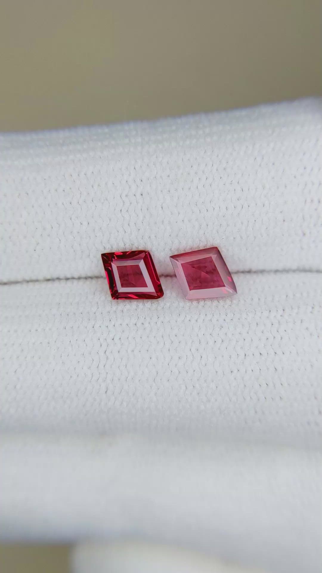 0.95 Ct.Tw.Total Carat Weight Ruby Pair from Mozambique Size Video
