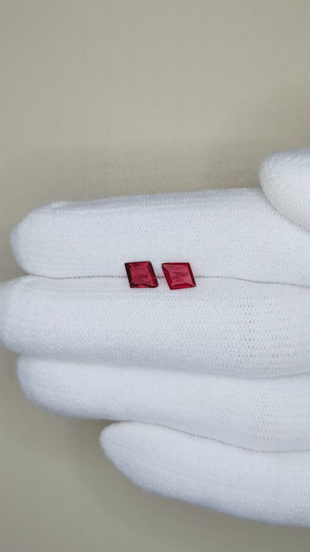 0.95 Ct.Tw.Total Carat Weight Ruby Pair from Mozambique Size Video