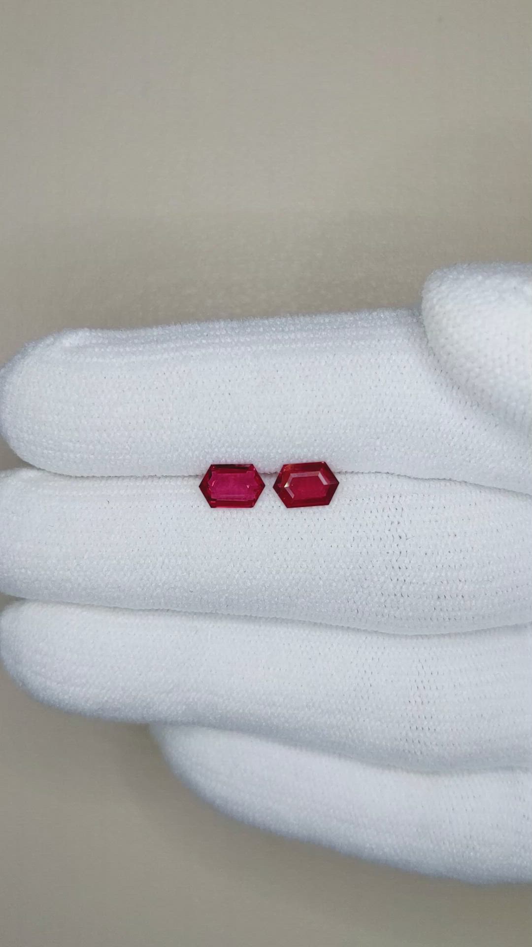 1.01 Ct.Tw.Total Carat Weight Ruby Pair from Mozambique Size Video