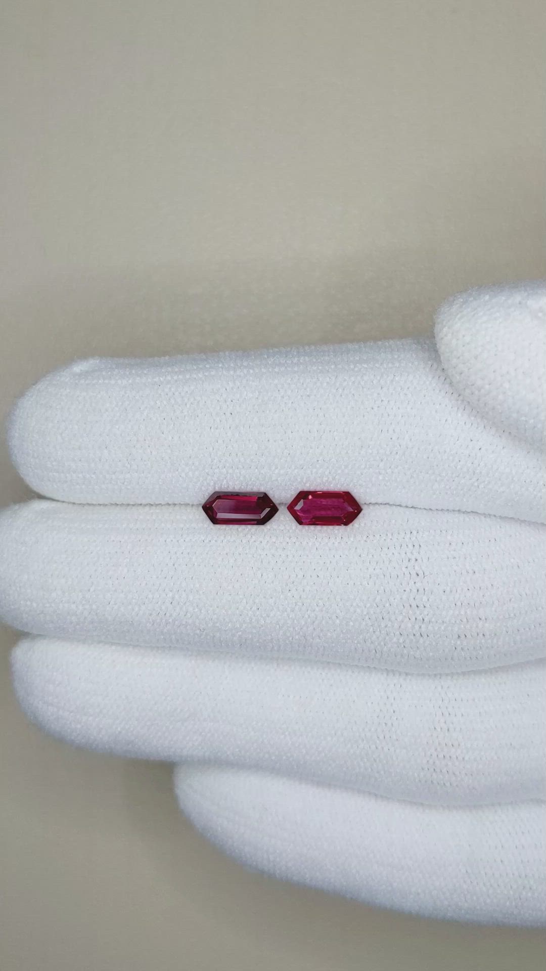 1.02 Ct.Tw.Total Carat Weight Ruby Pair from Mozambique Size Video