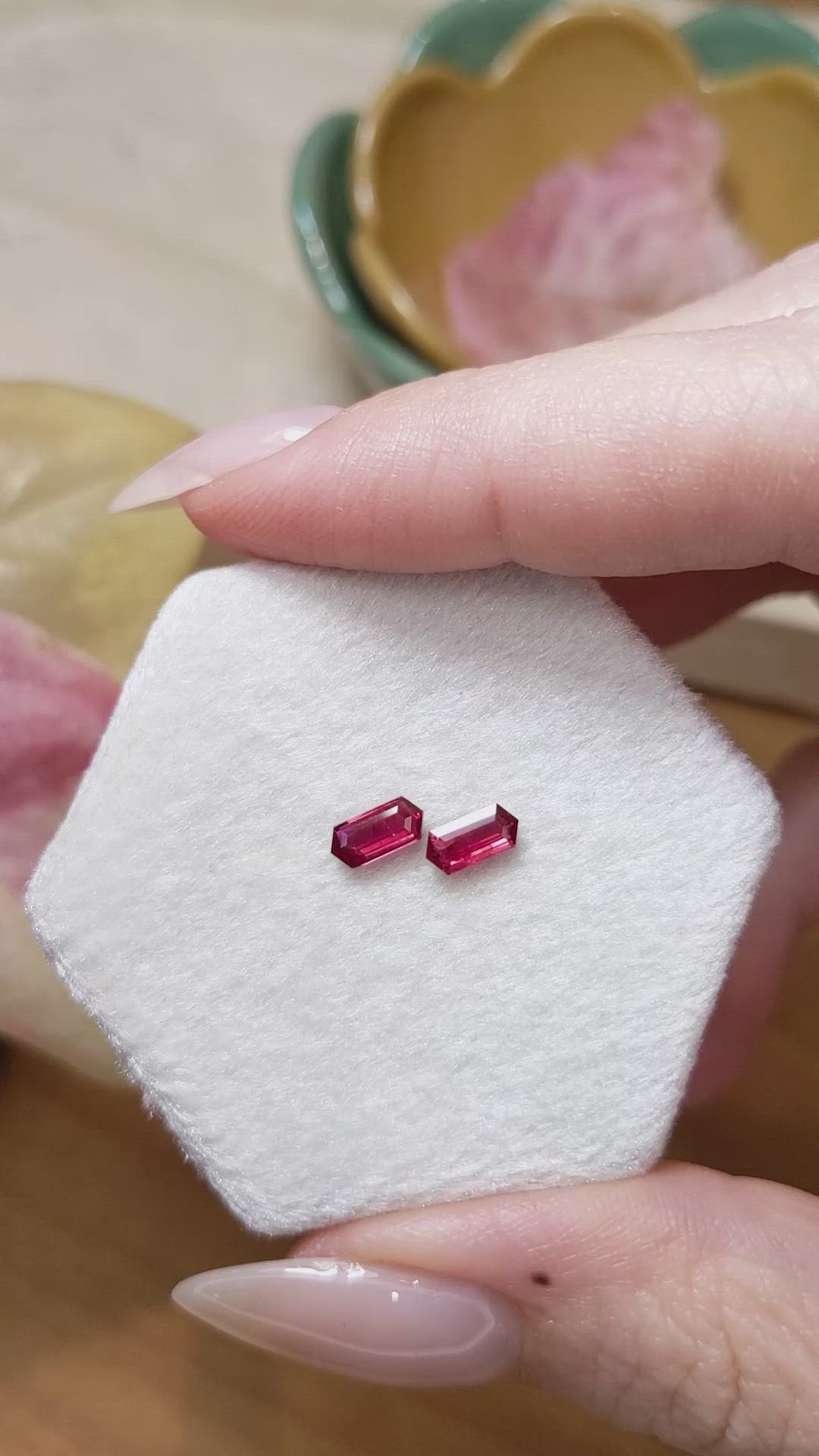 0.90 Ct.Tw.Total Carat Weight Ruby Pair from Mozambique Size Video