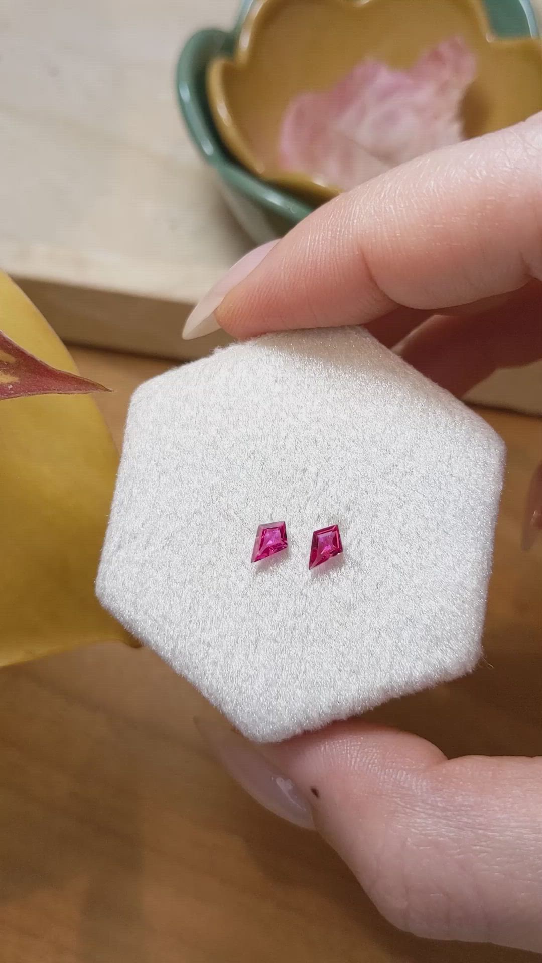 0.49 Ct.Tw.Total Carat Weight Ruby Pair from Mozambique Size Video
