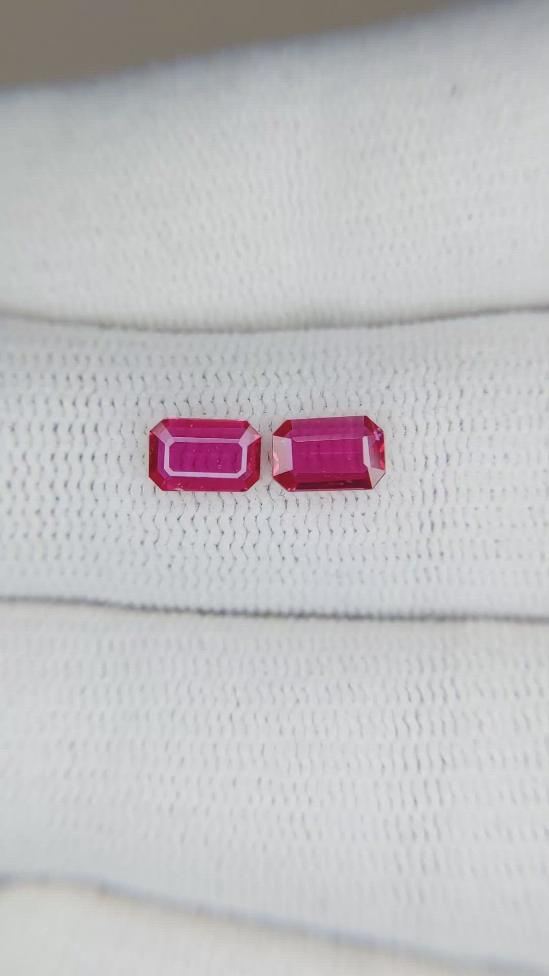0.83 Ct.Tw.Total Carat Weight Ruby Pair from Mozambique Size Video
