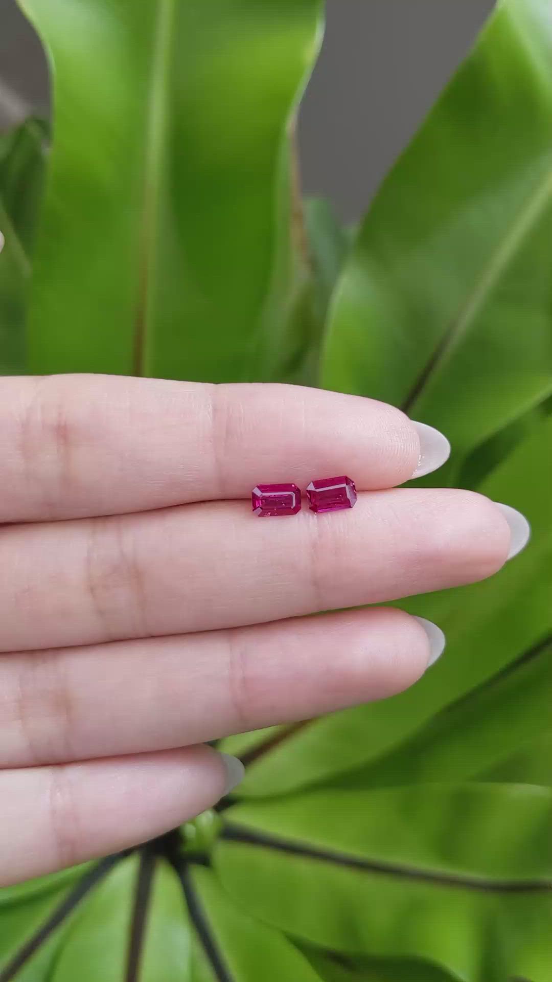 0.83 Ct.Tw.Total Carat Weight Ruby Pair from Mozambique Size Video
