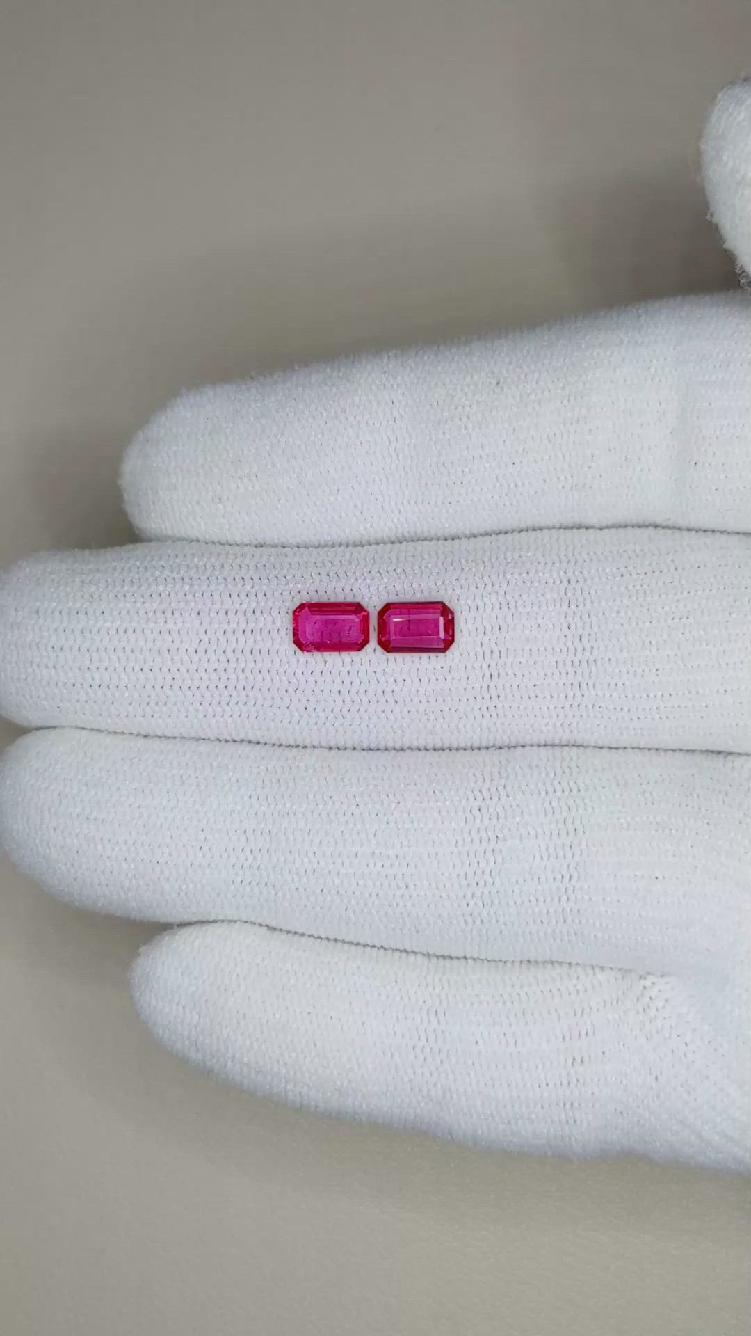 0.83 Ct.Tw.Total Carat Weight Ruby Pair from Mozambique Size Video