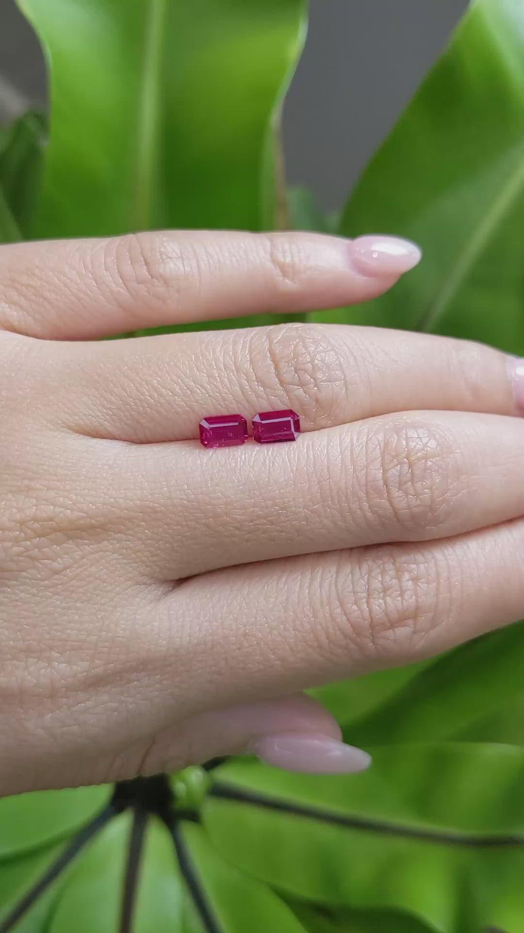 0.83 Ct.Tw.Total Carat Weight Ruby Pair from Mozambique Size Video
