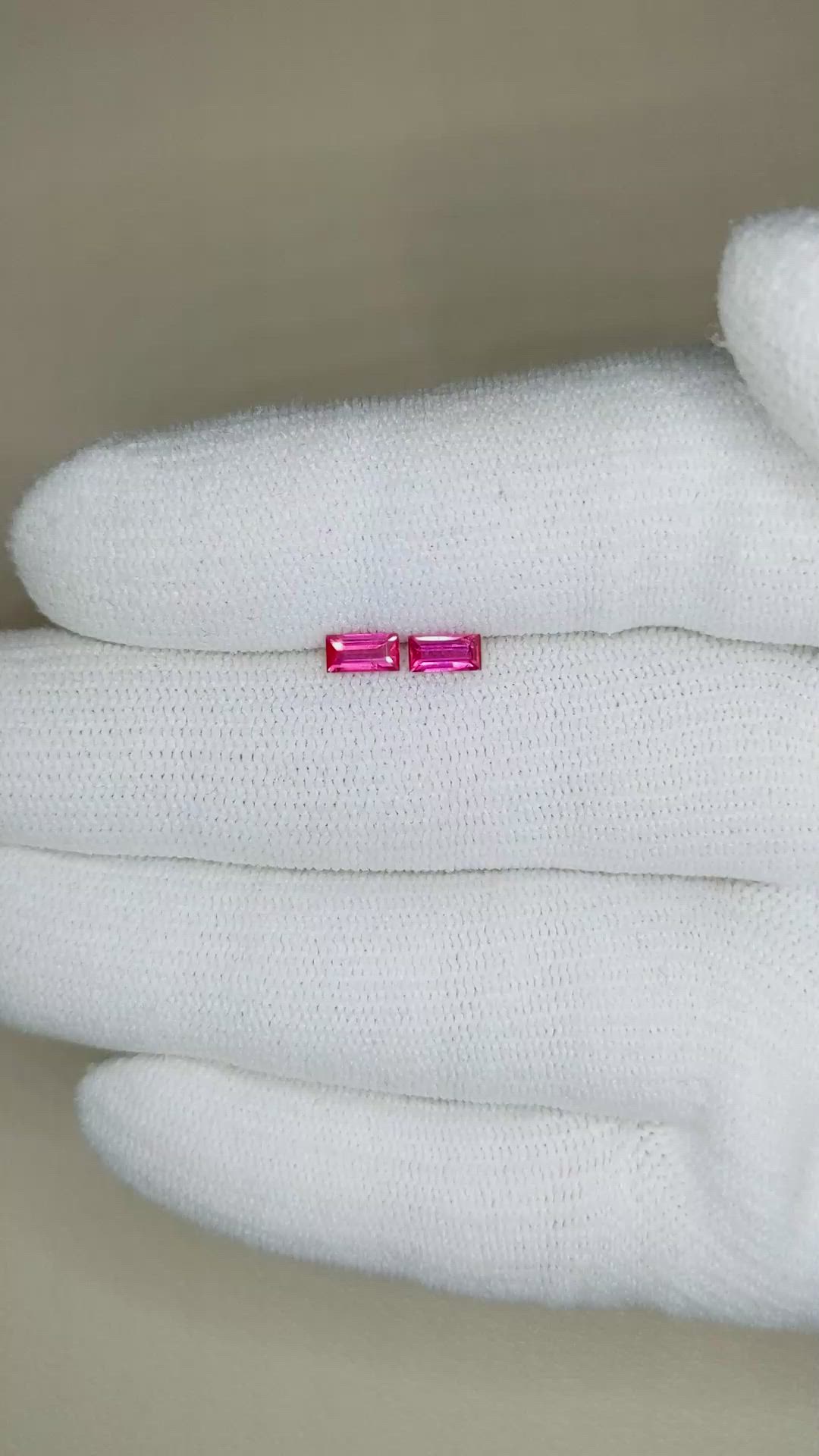 0.47 Ct.Tw.Total Carat Weight Ruby Pair from Mozambique Size Video