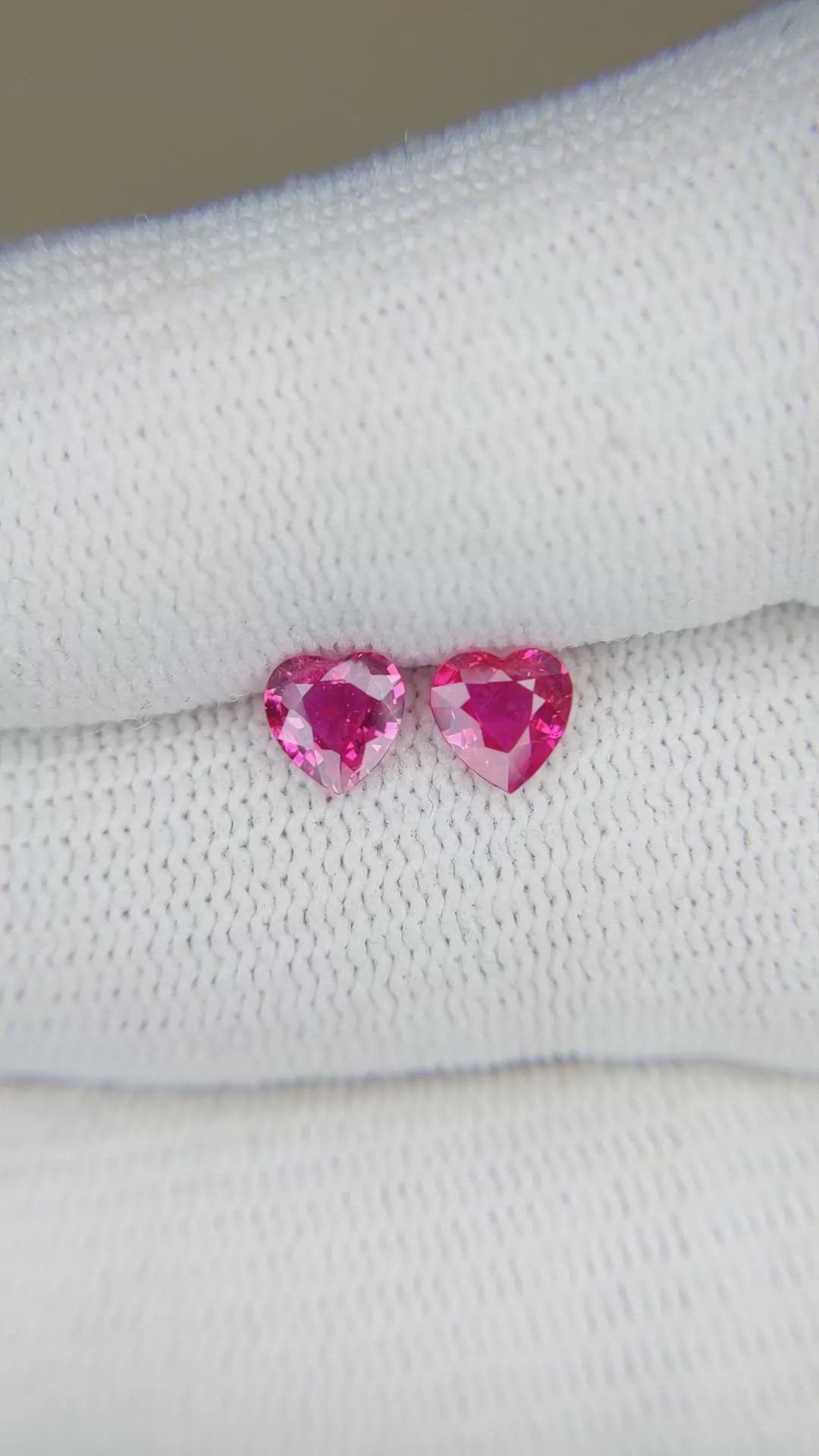 0.92 Ct.Tw.Total Carat Weight Ruby Pair from Mozambique Size Video
