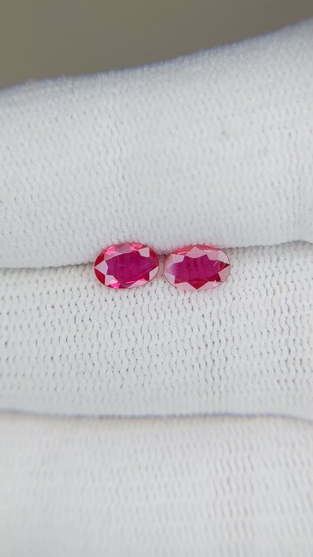 0.84 Ct.Tw.Total Carat Weight Ruby Pair from Mozambique Size Video
