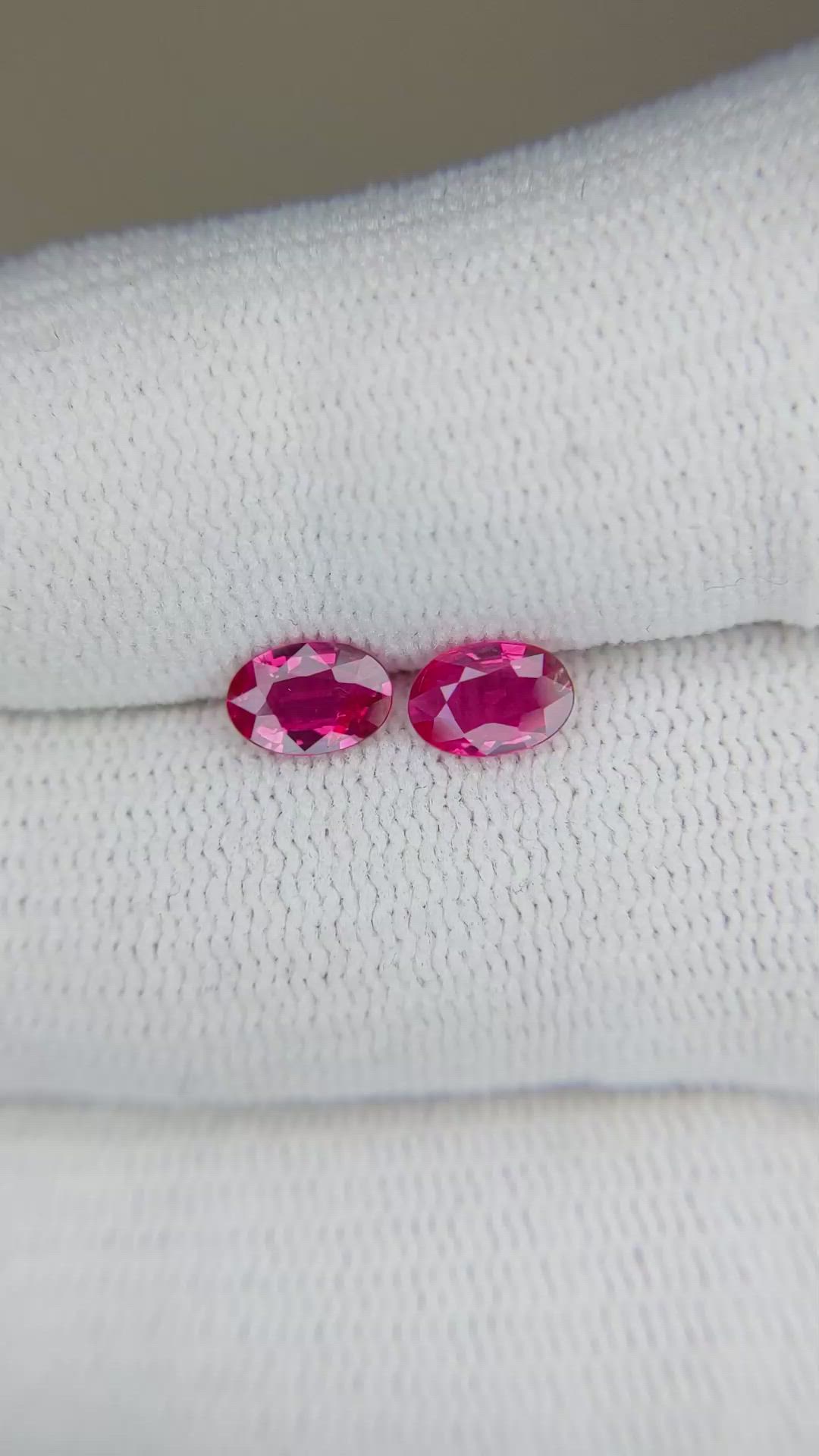 0.94 Ct.Tw.Total Carat Weight Ruby Pair from Mozambique Size Video