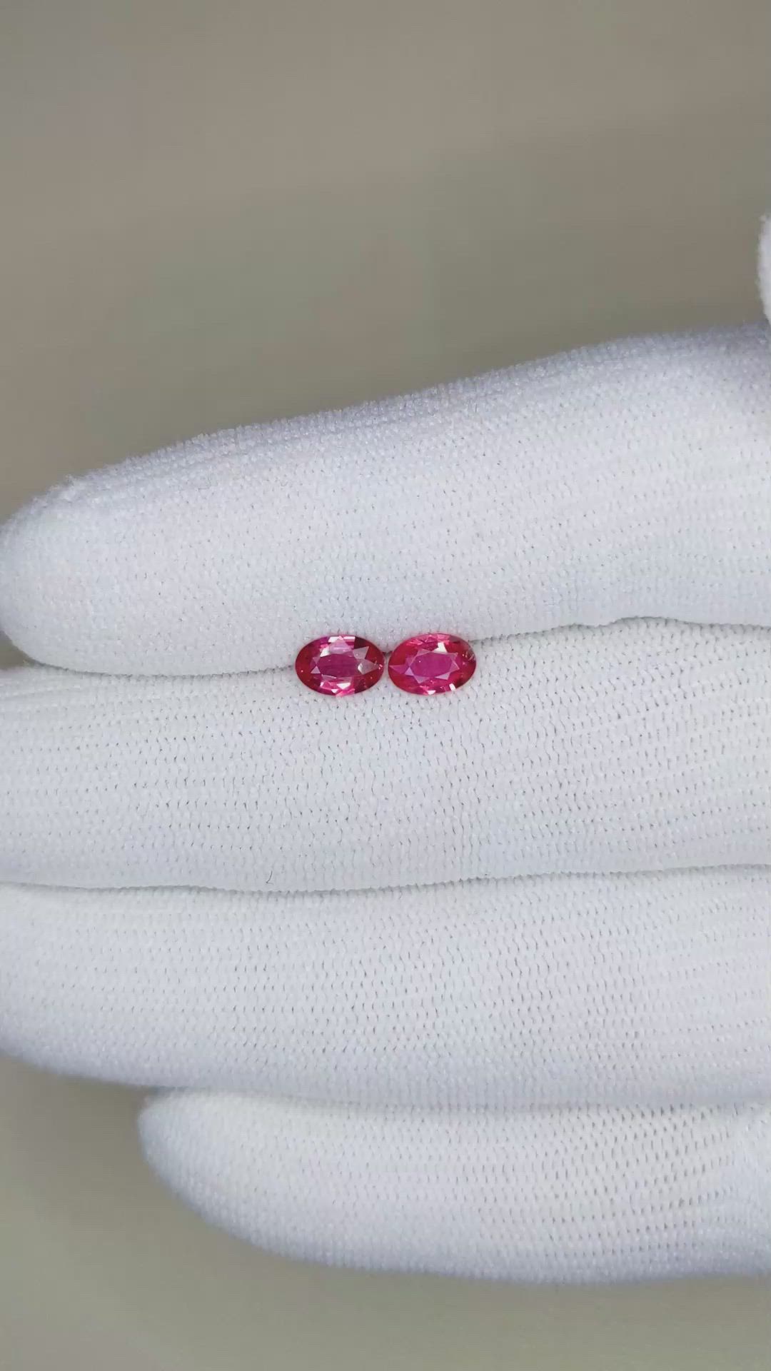 0.94 Ct.Tw.Total Carat Weight Ruby Pair from Mozambique Size Video
