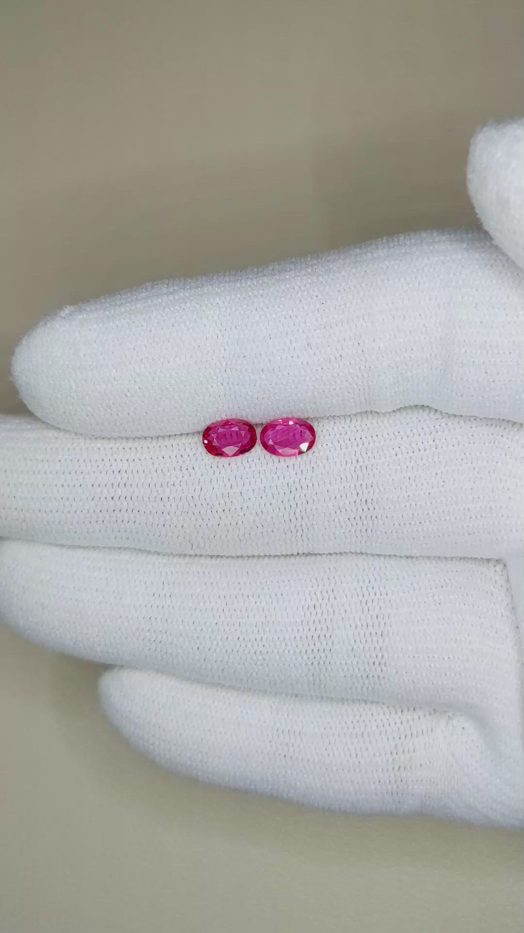 0.83 Ct.Tw.Total Carat Weight Ruby Pair from Mozambique Size Video