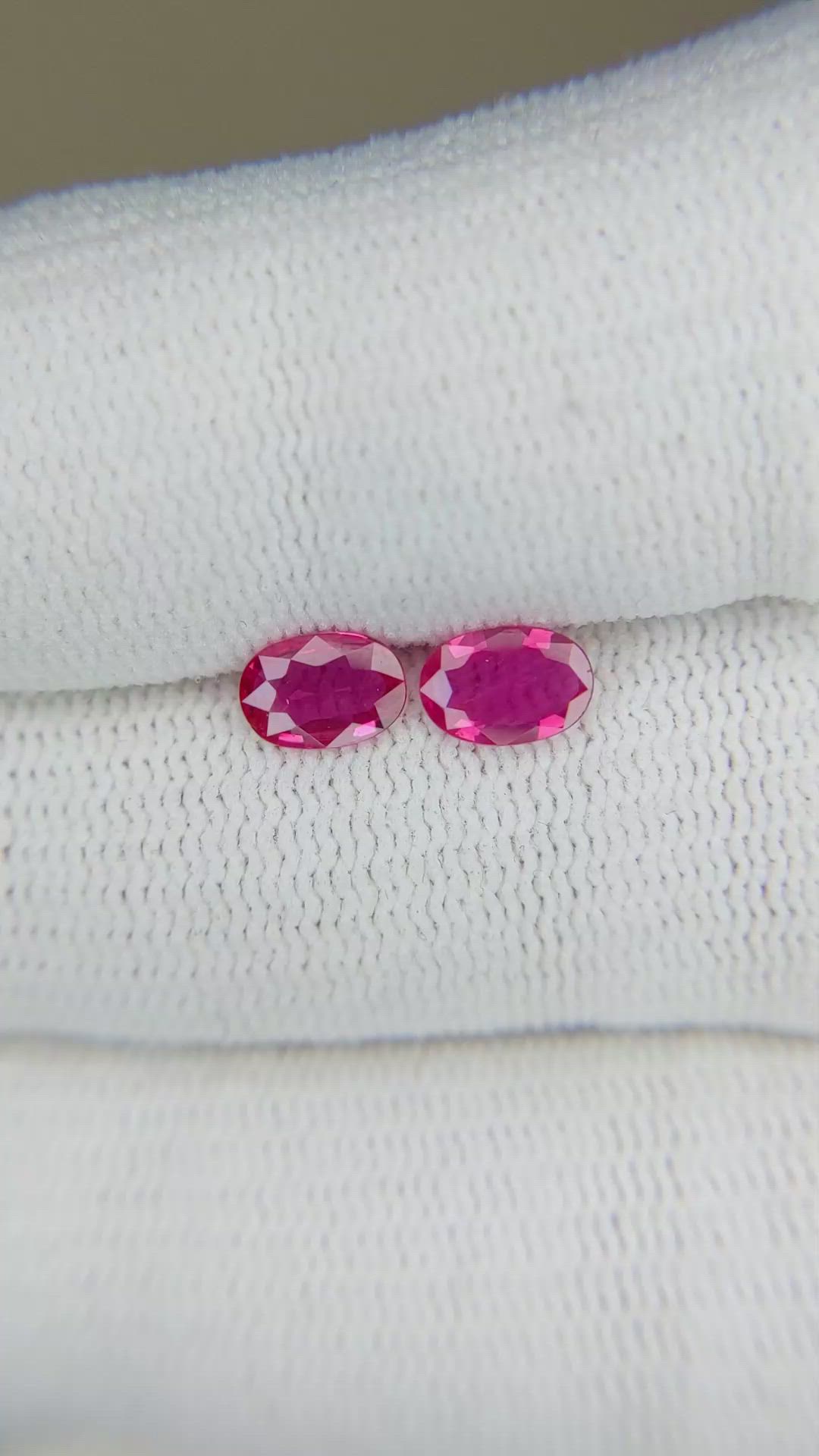 0.83 Ct.Tw.Total Carat Weight Ruby Pair from Mozambique Size Video