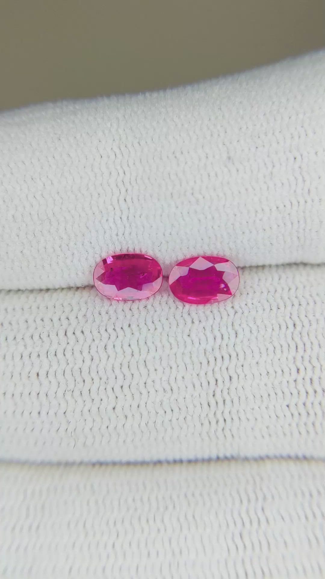 0.76 Ct.Tw.Total Carat Weight Ruby Pair from Mozambique Size Video