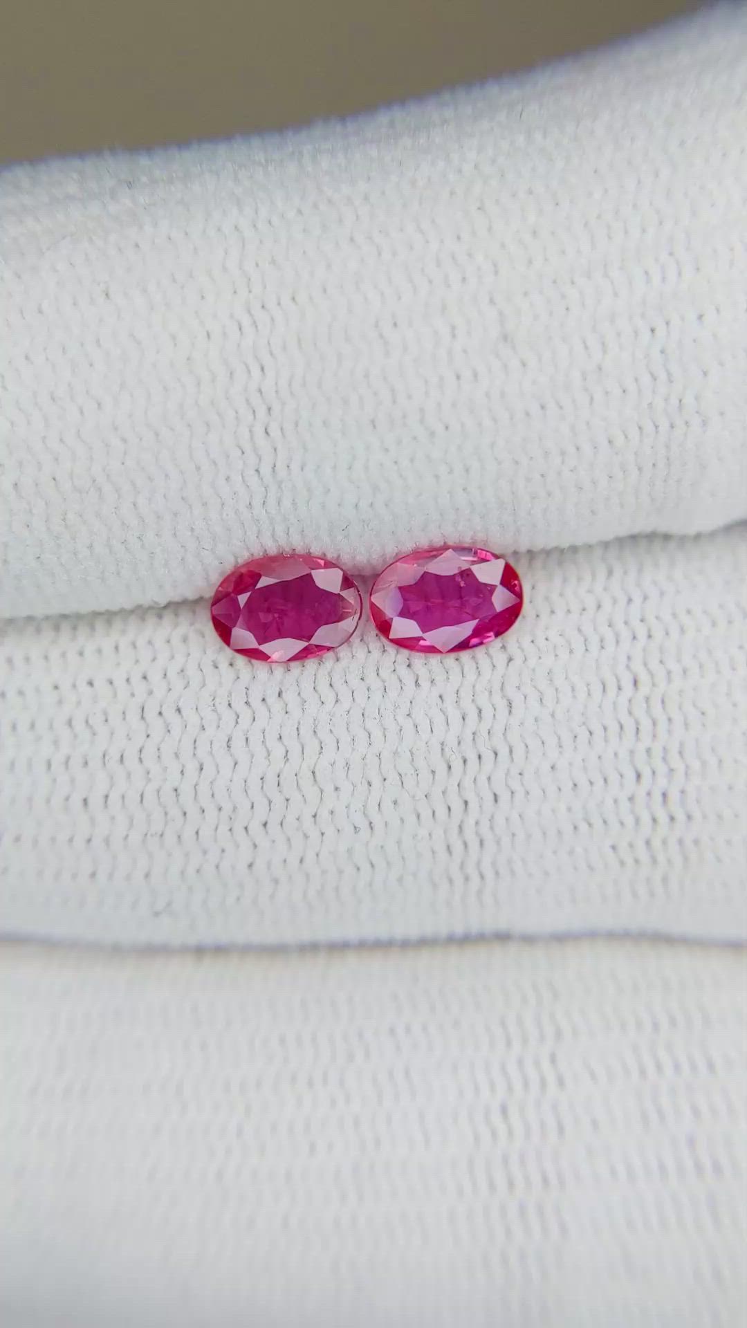 0.89 Ct.Tw.Total Carat Weight Ruby Pair from Mozambique Size Video