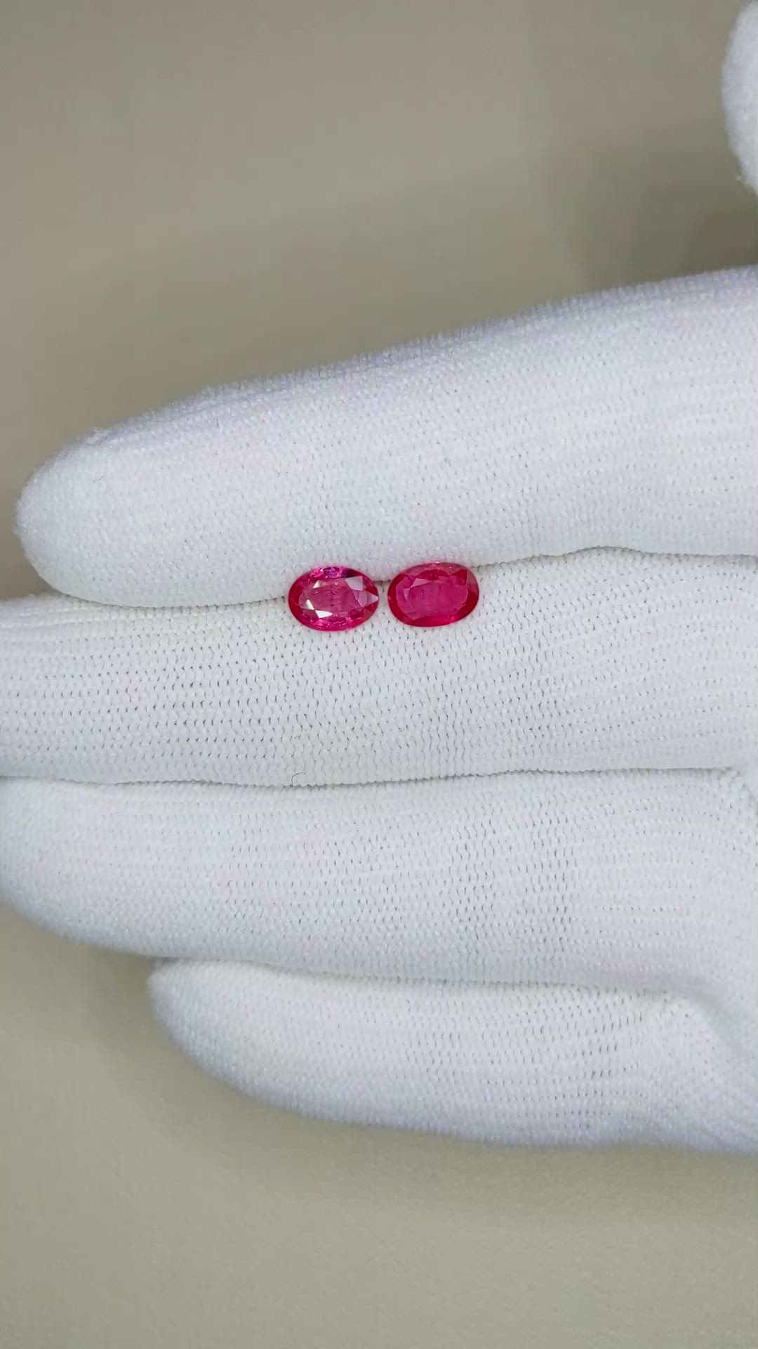 1.43 Ct.Tw.Total Carat Weight Ruby Pair from Mozambique Size Video