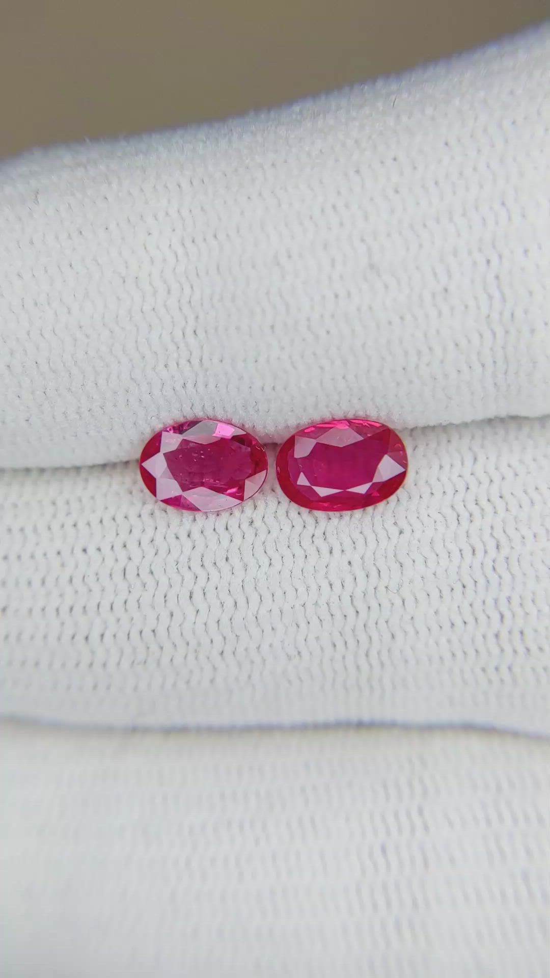 1.43 Ct.Tw.Total Carat Weight Ruby Pair from Mozambique Size Video