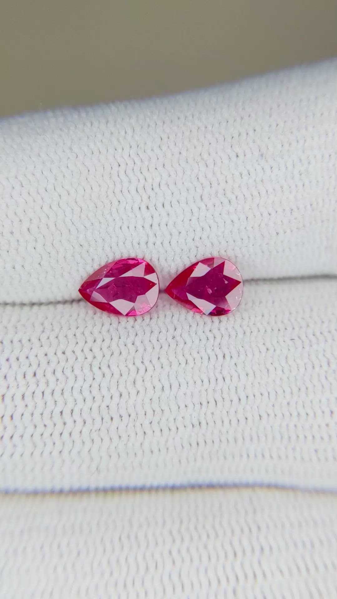 1.20 Ct.Tw.Total Carat Weight Ruby Pair from Mozambique Size Video