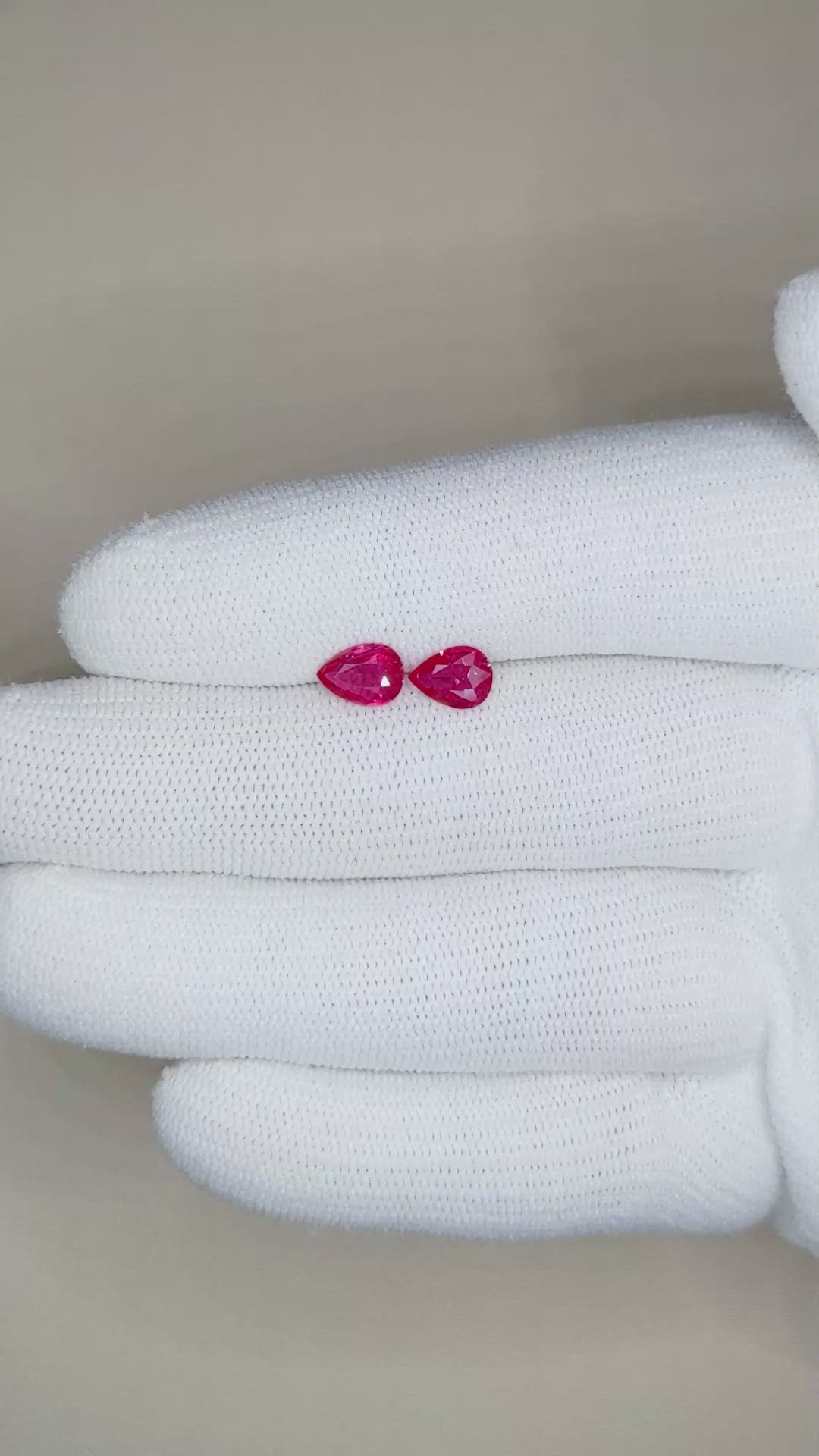 1.20 Ct.Tw.Total Carat Weight Ruby Pair from Mozambique Size Video