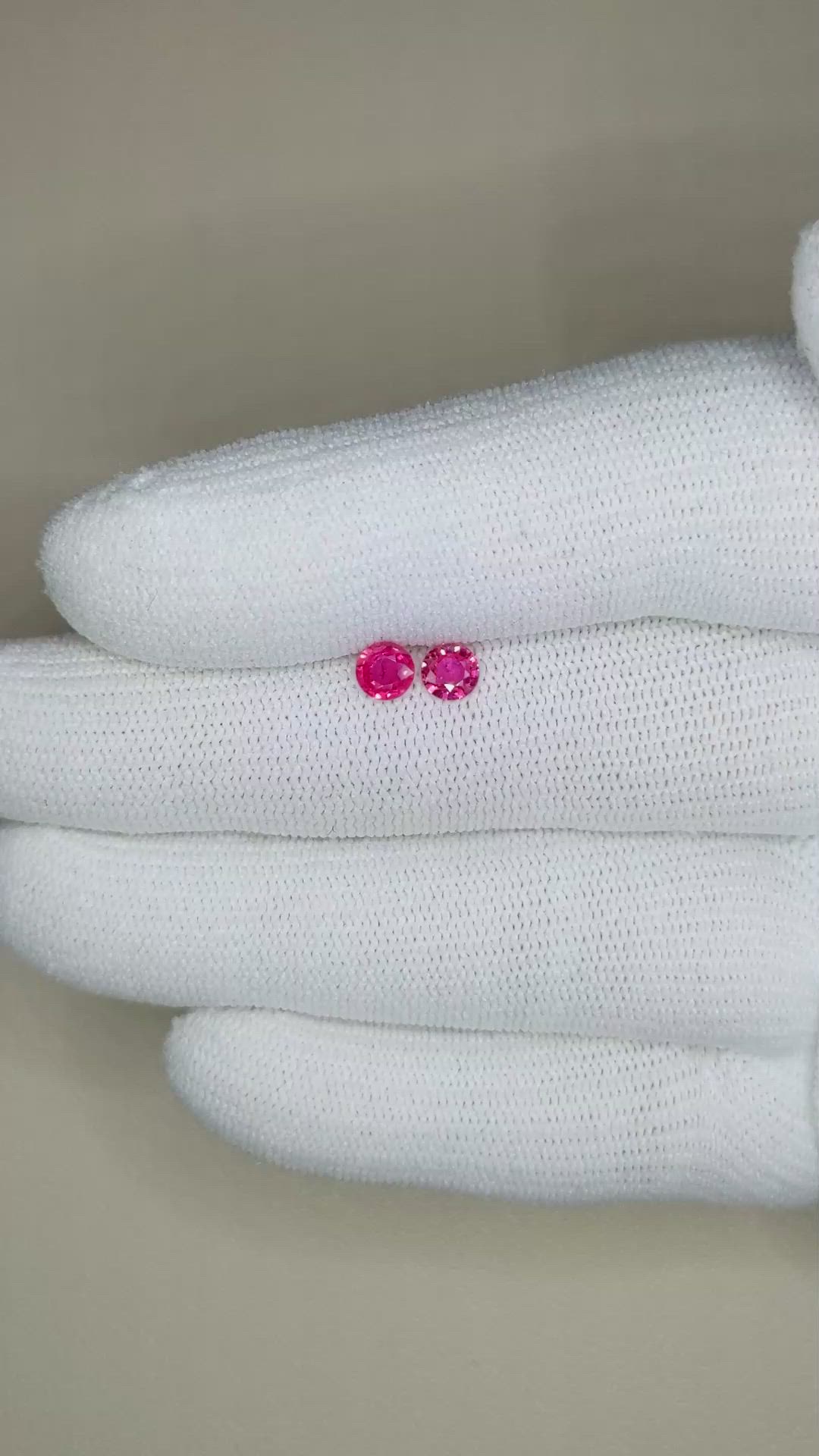 0.61 Ct.Tw.Total Carat Weight Ruby Pair from Mozambique Size Video