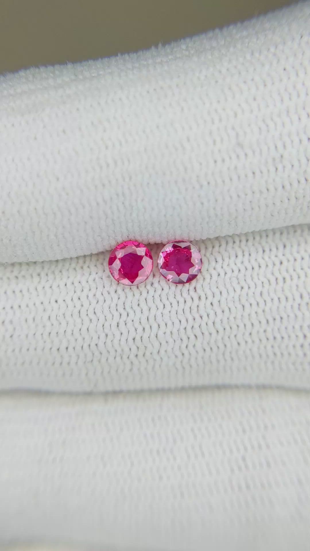 0.61 Ct.Tw.Total Carat Weight Ruby Pair from Mozambique Size Video
