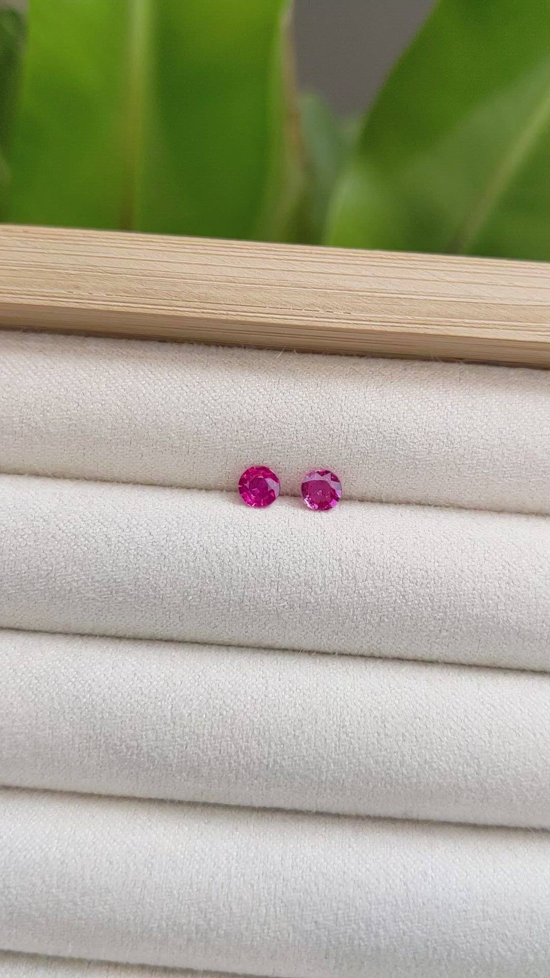 0.61 Ct.Tw.Total Carat Weight Ruby Pair from Mozambique Size Video
