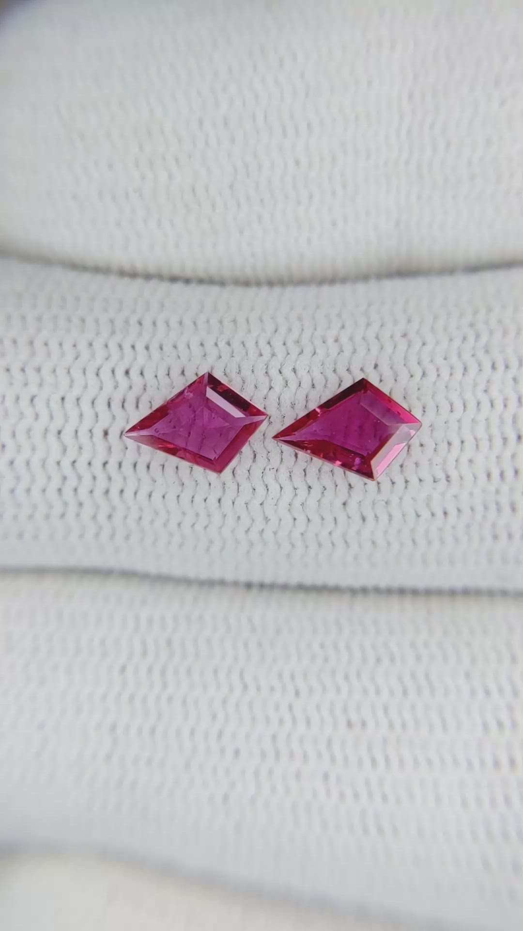 0.76 Ct.Tw.Total Carat Weight Ruby Pair from Mozambique Size Video