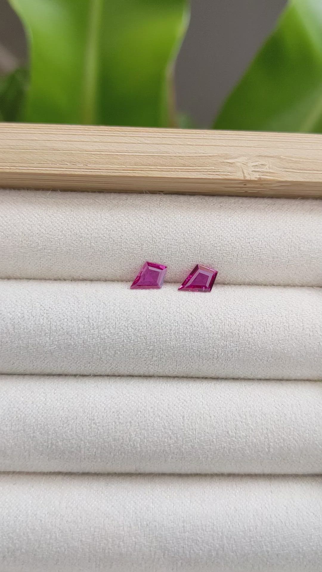 0.76 Ct.Tw.Total Carat Weight Ruby Pair from Mozambique Size Video