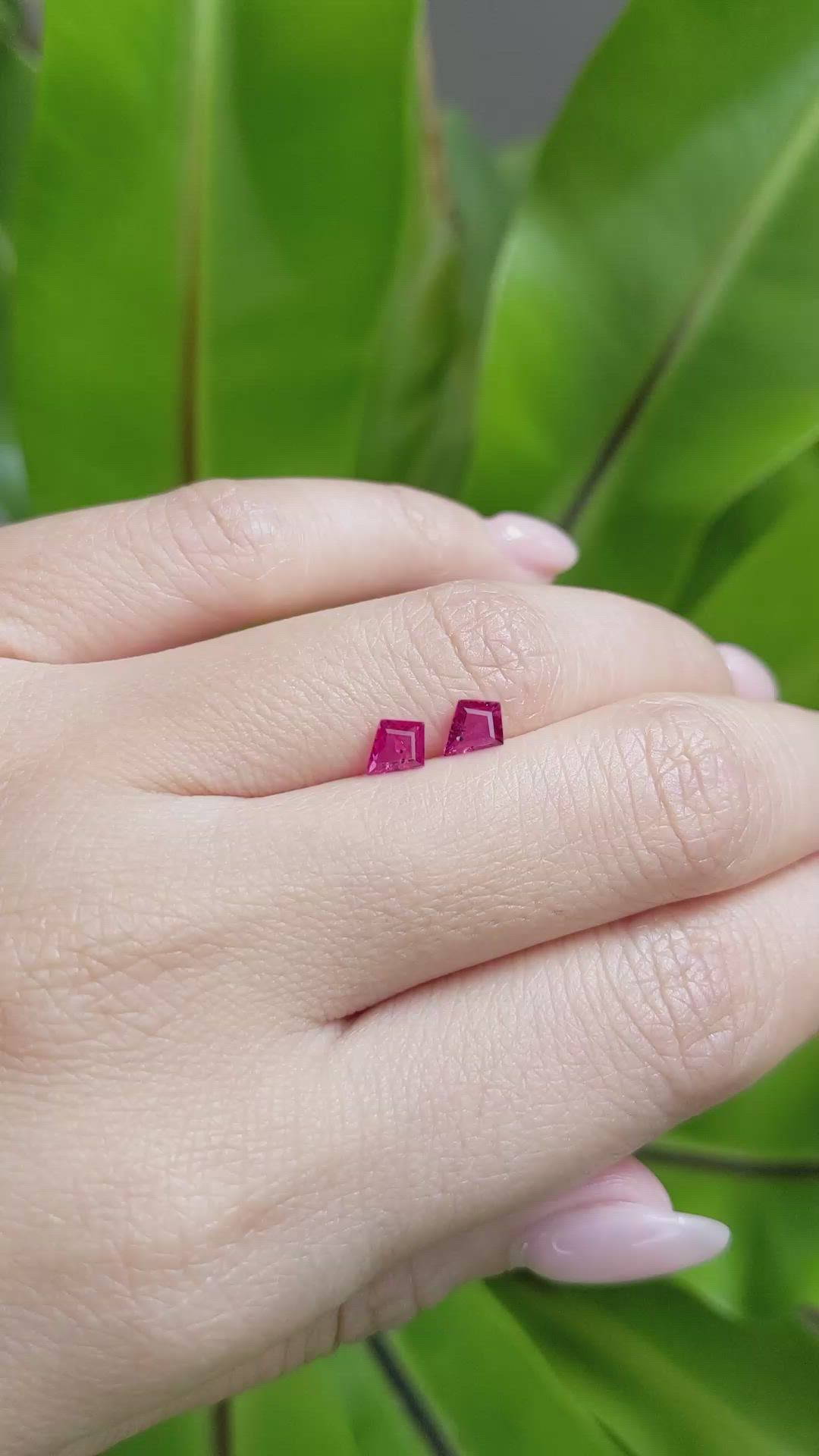 0.75 Ct.Tw.Total Carat Weight Ruby Pair from Mozambique Size Video