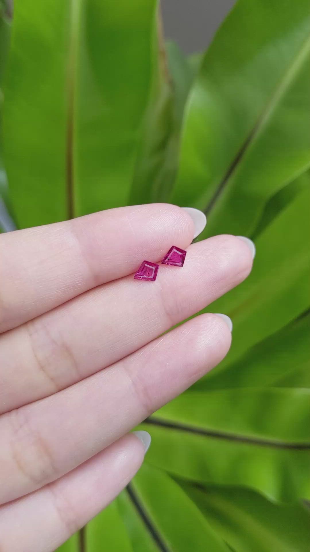 0.75 Ct.Tw.Total Carat Weight Ruby Pair from Mozambique Size Video