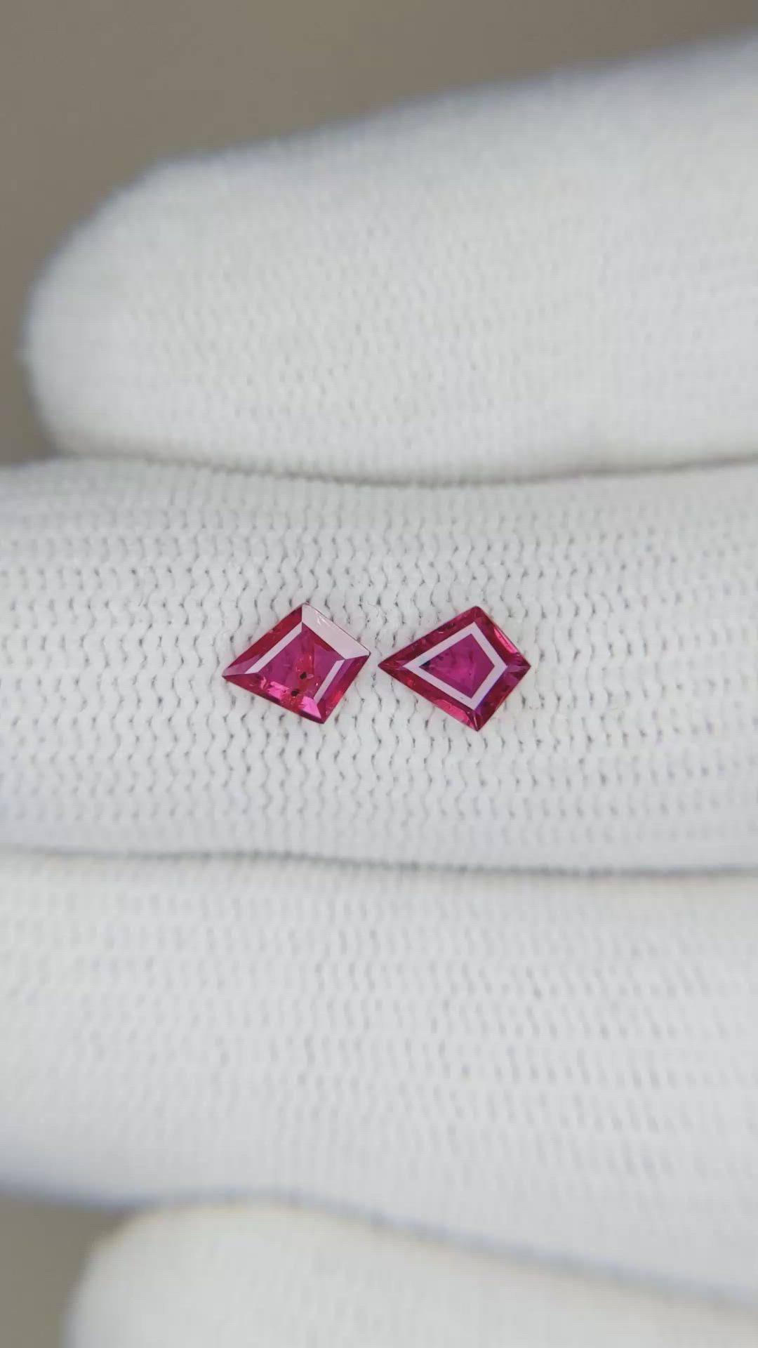0.75 Ct.Tw.Total Carat Weight Ruby Pair from Mozambique Size Video