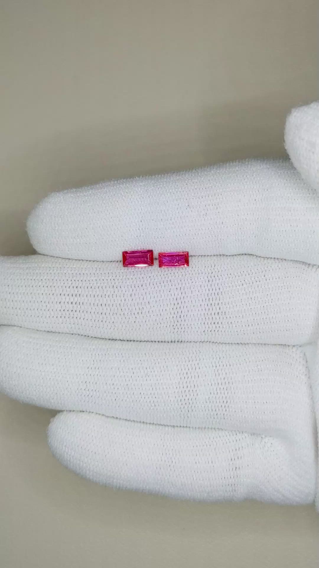 0.72 Ct.Tw.Total Carat Weight Ruby Pair from Mozambique Size Video