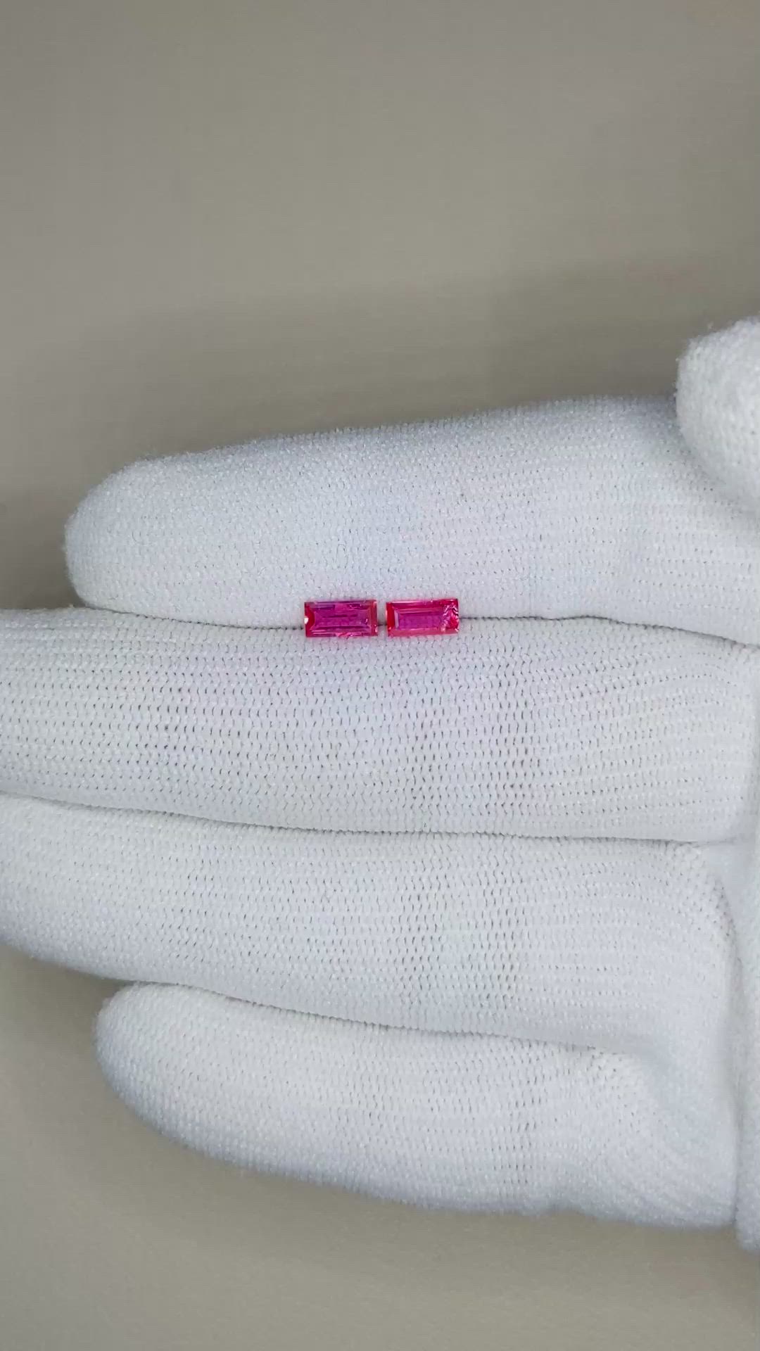 0.62 Ct.Tw.Total Carat Weight Ruby Pair from Mozambique Size Video