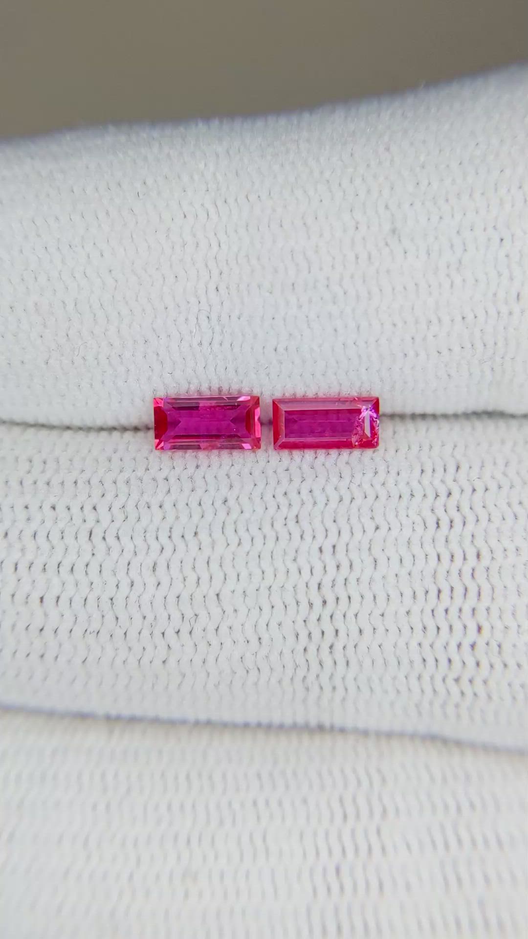 0.62 Ct.Tw.Total Carat Weight Ruby Pair from Mozambique Size Video