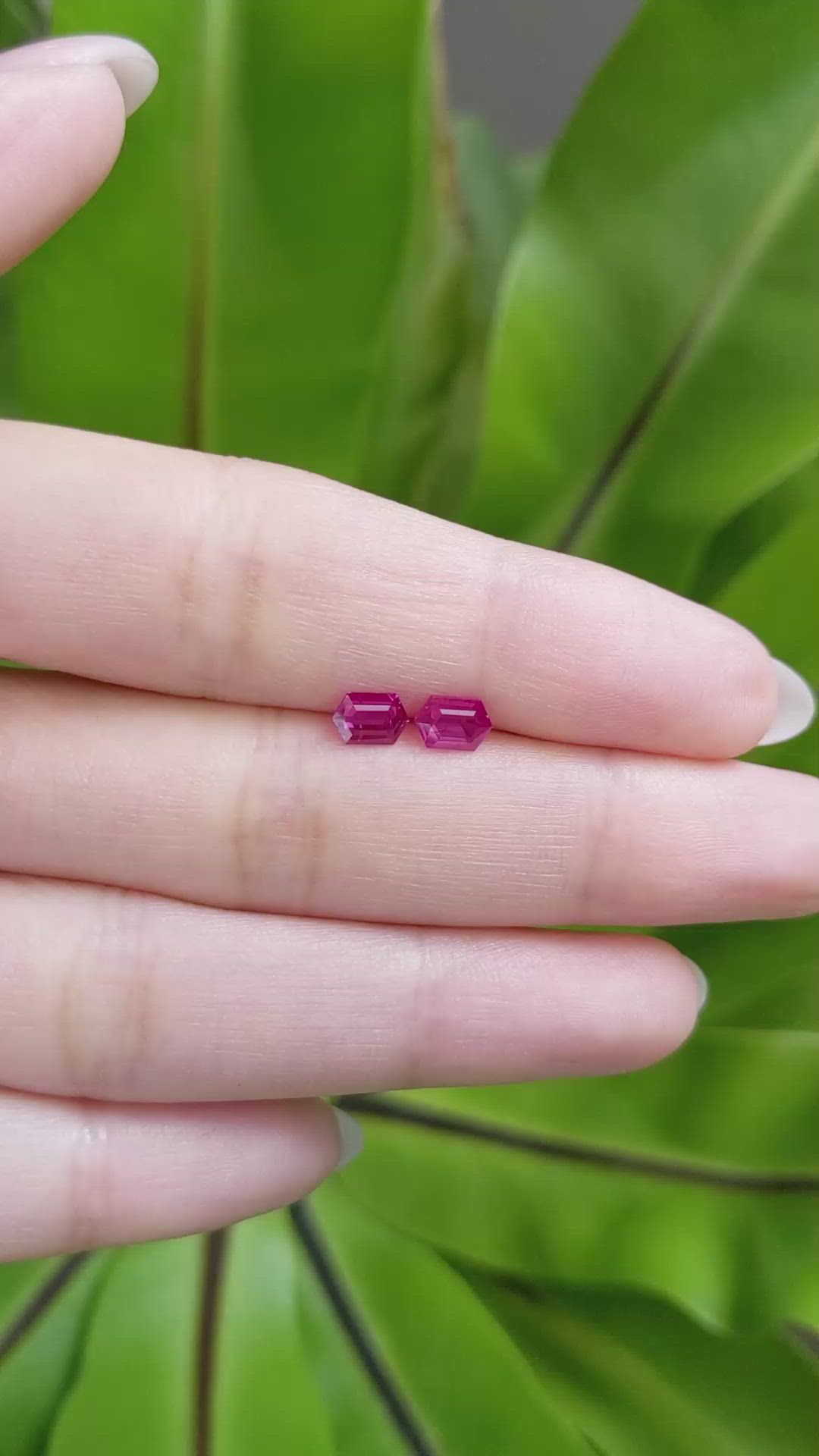 0.87 Ct.Tw.Total Carat Weight Ruby Pair from Mozambique Size Video