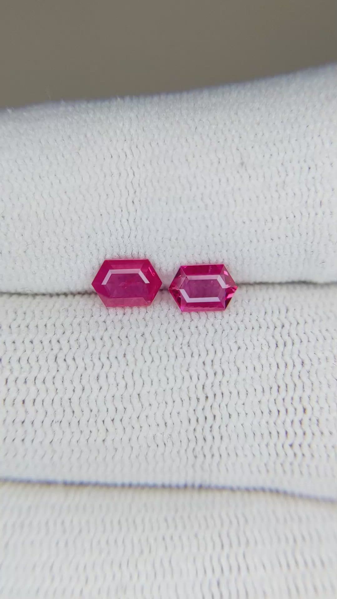0.87 Ct.Tw.Total Carat Weight Ruby Pair from Mozambique Size Video